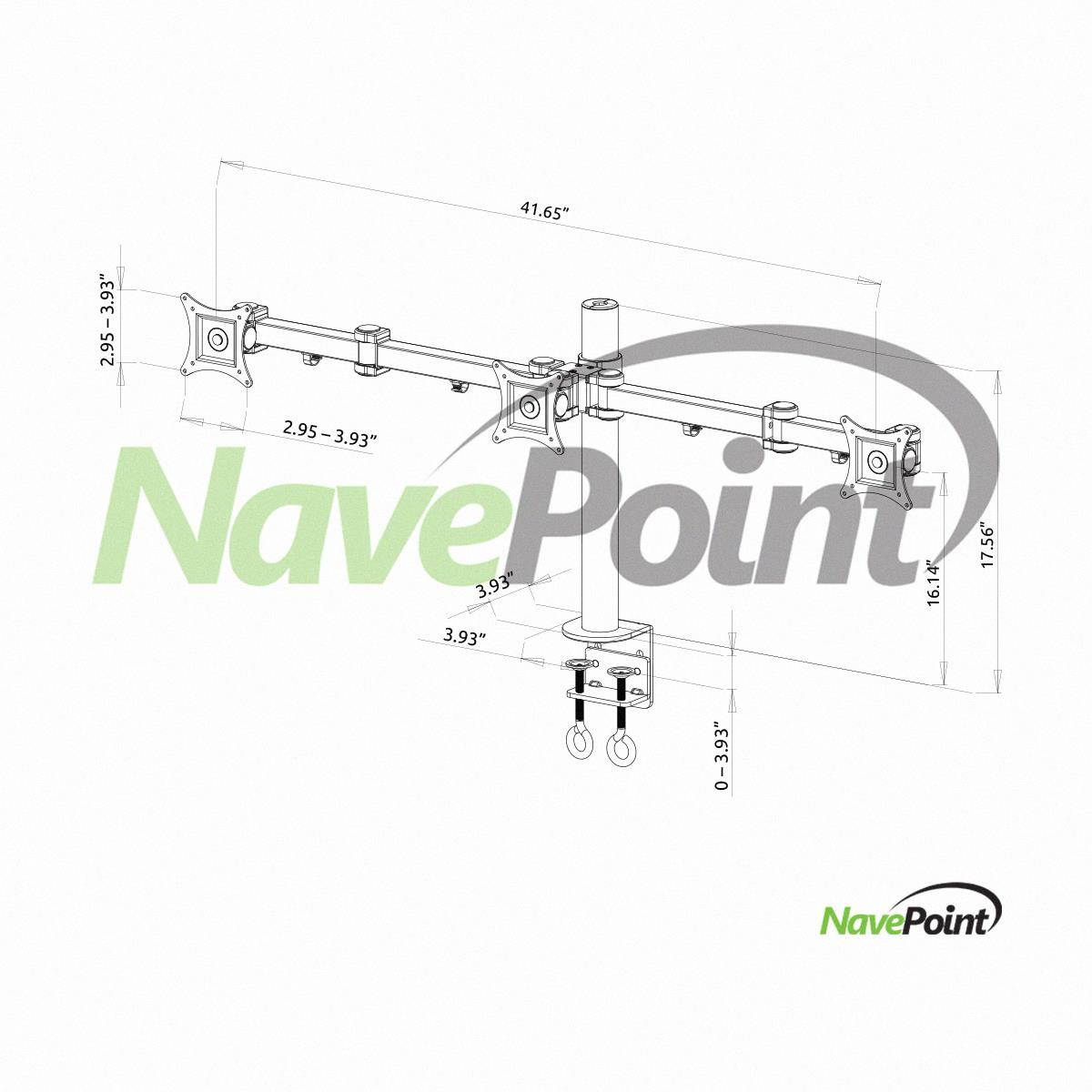 NavePoint Articulating Triple LCD Monitor Mount Stand C-Clamp Holds 3 Monitors Up To 24-Inches Black