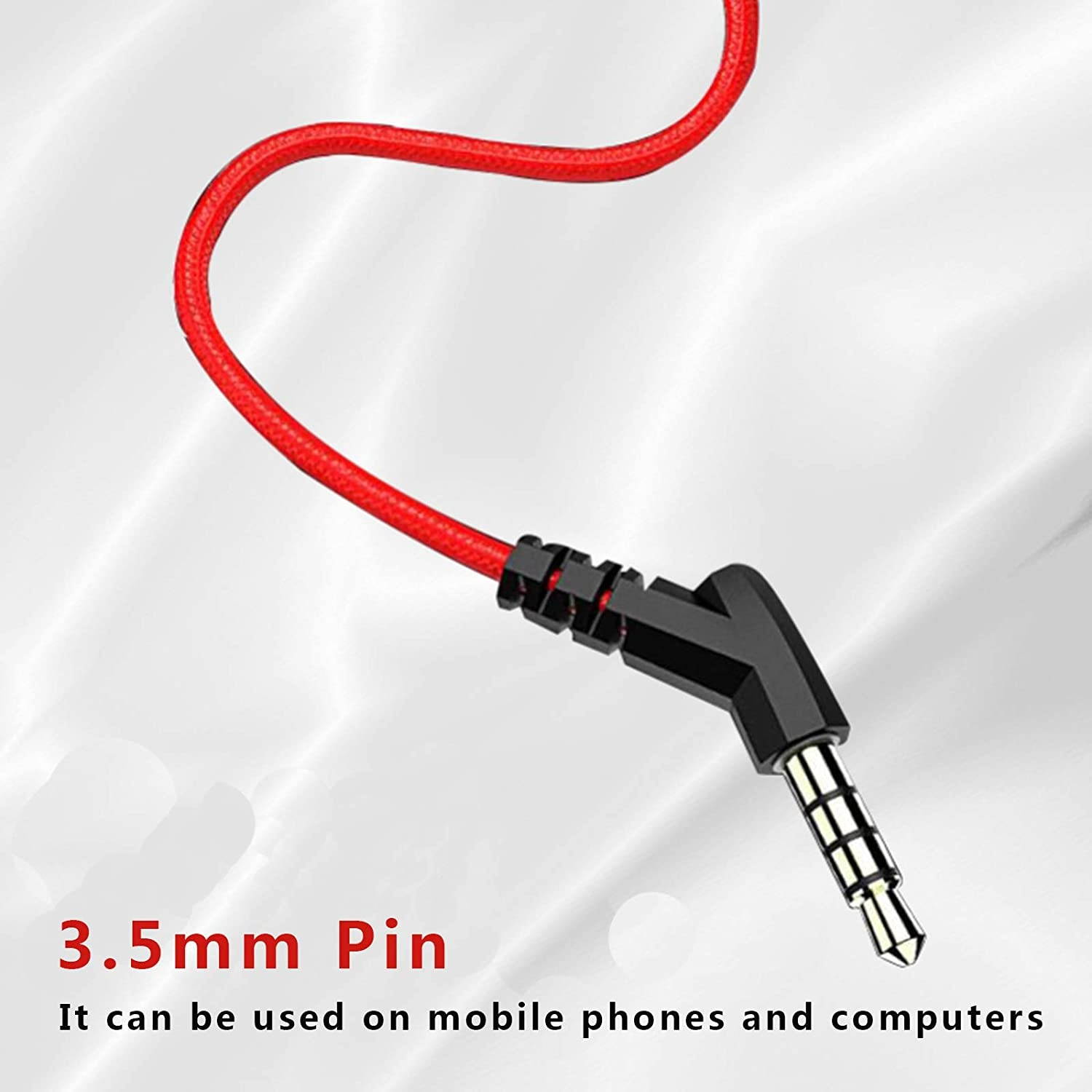 LTXHorde Wired Gaming Earplugs 10mm Driver Unit, Strong Bass, High Fidelity Sound Quality, Detachable Noise-Cancelling Microphone, Ideal Headset for Playing Games, Suitable for 3.5mm Audio Jack