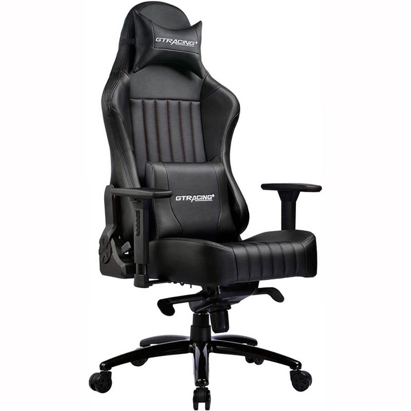 GTRACING Big and Tall Gaming Chair Memory Foam Computer Chair-Adjustable Tilt, Upgrade Mechanism,4D Armrests, Ergonomic High-Back Leather Carbon Fiber Racing Executive Office Chair, Metal Base (Black)