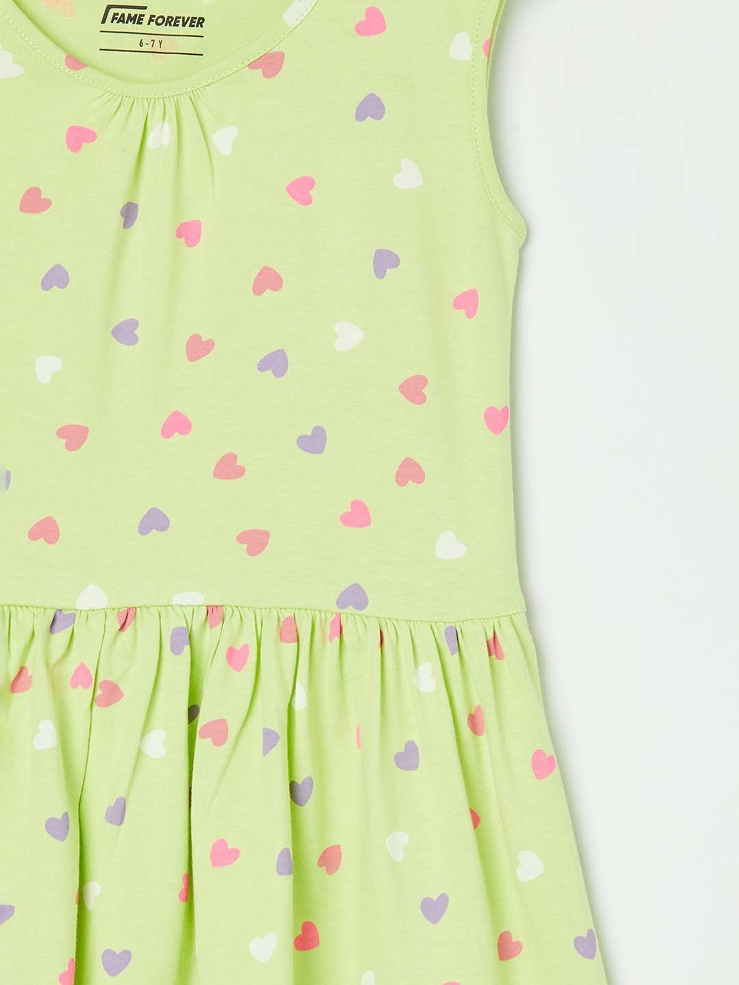 Fame Forever by Lifestyle Kids Lime Green Cotton Printed Dress