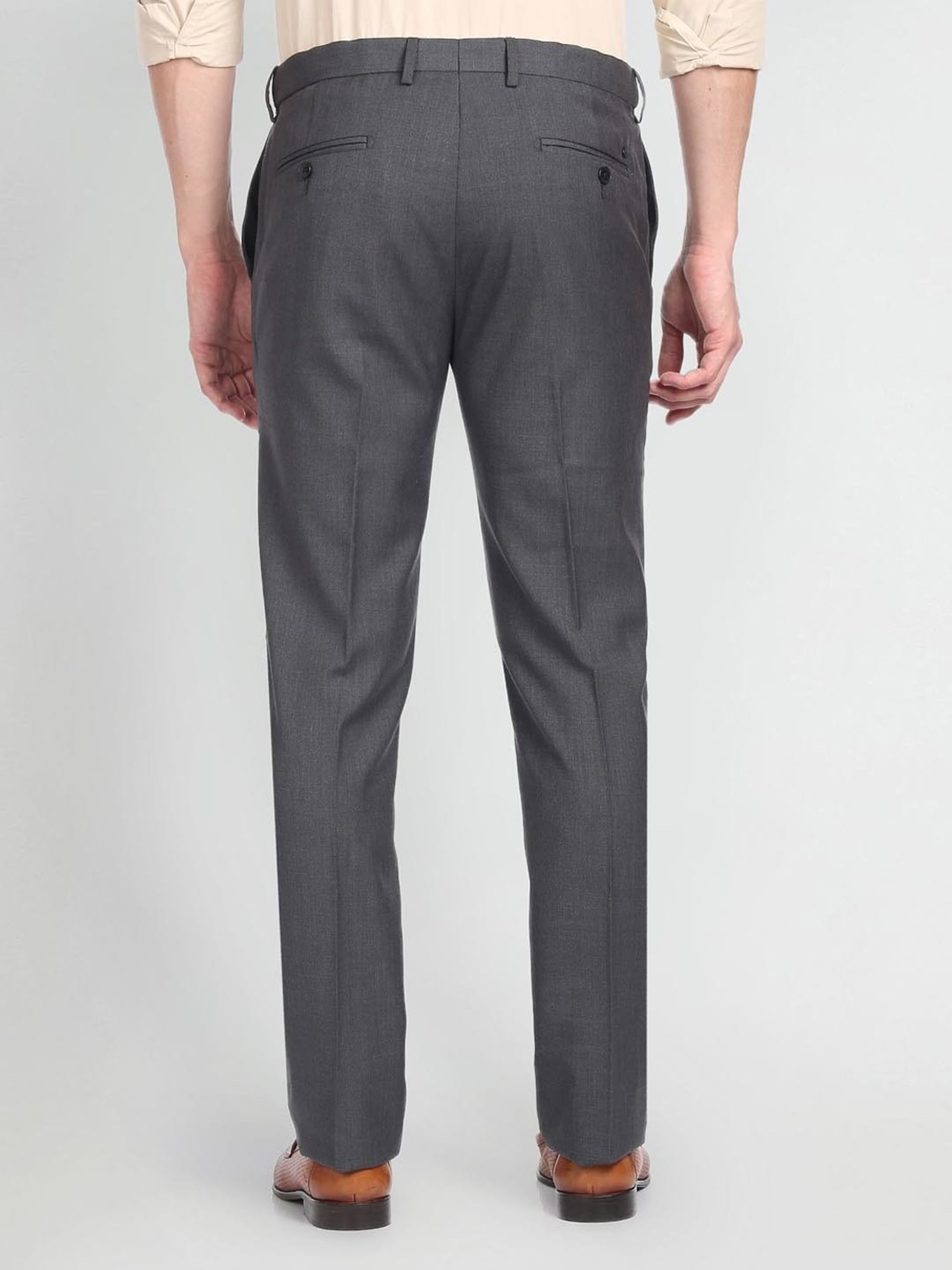 Arrow Grey Regular Fit Trousers