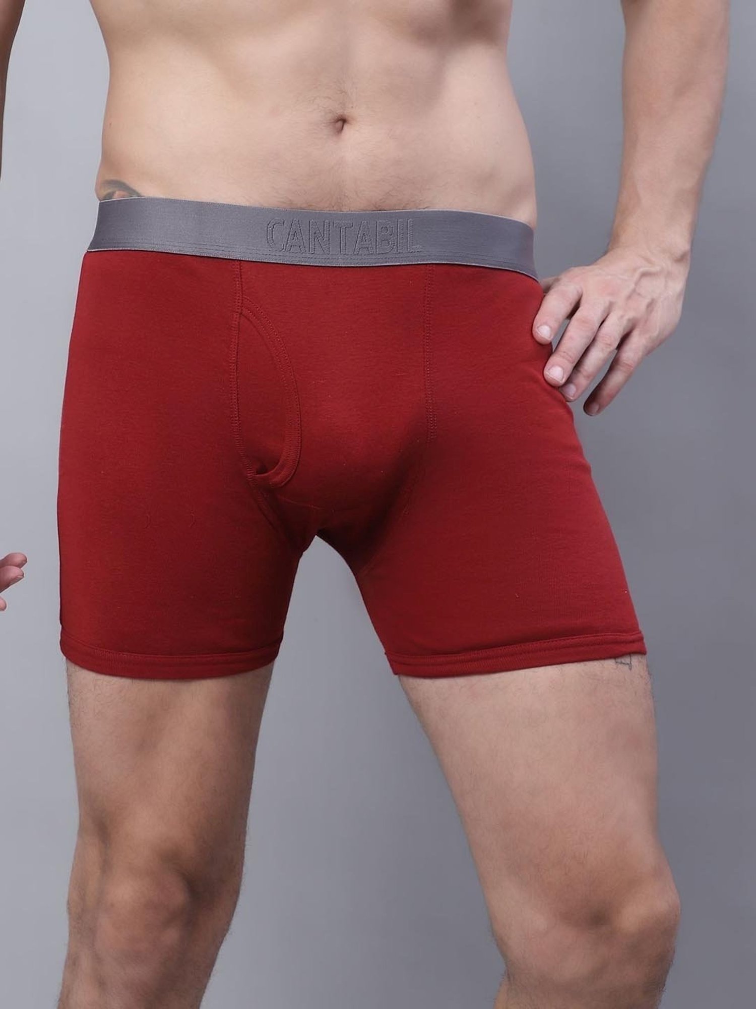 Cantabil Maroon Cotton Regular Fit Trunks - Pack of 3