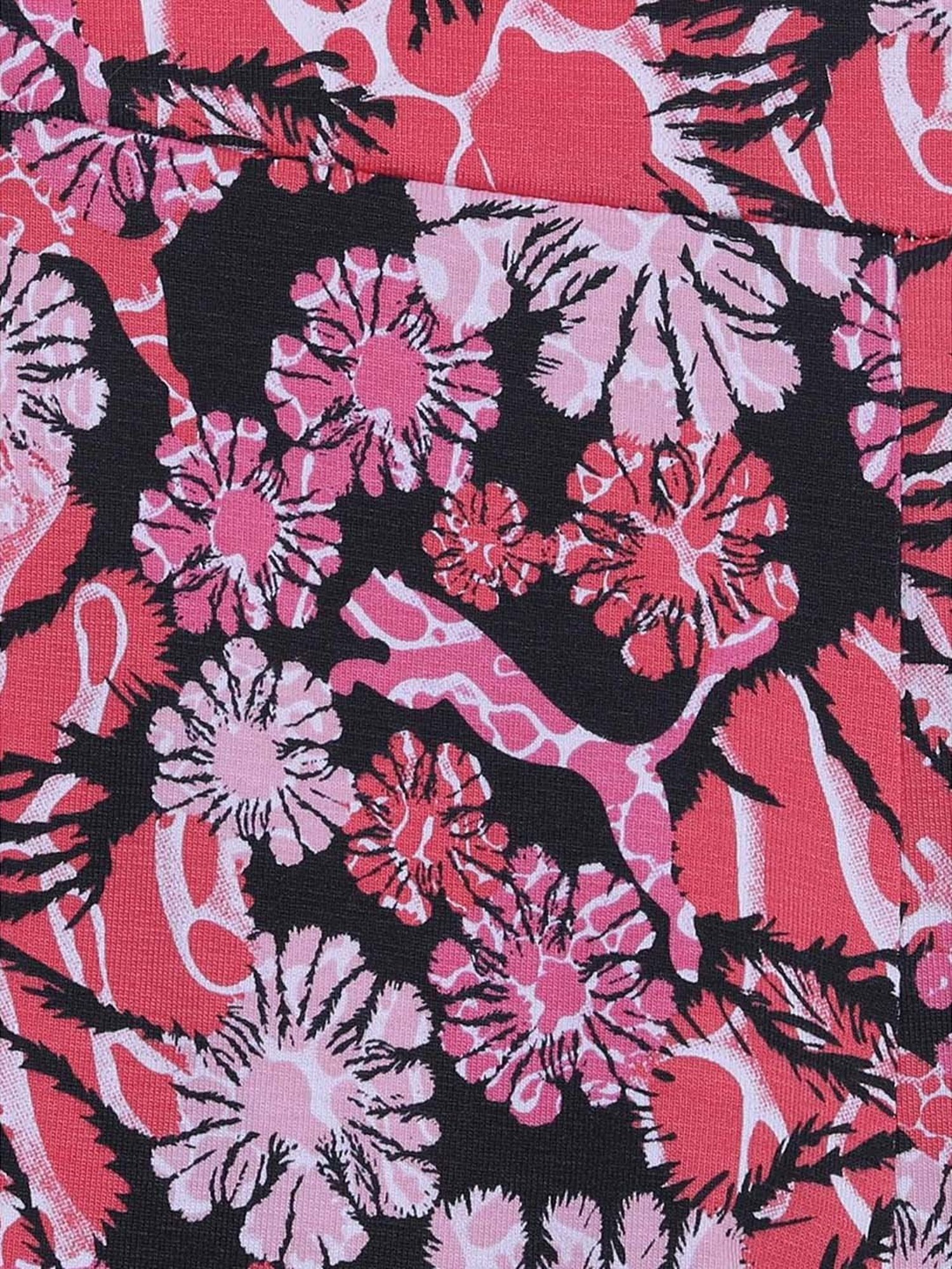 Puma Girls T7 Pink & Black Cotton Floral Print Leggings