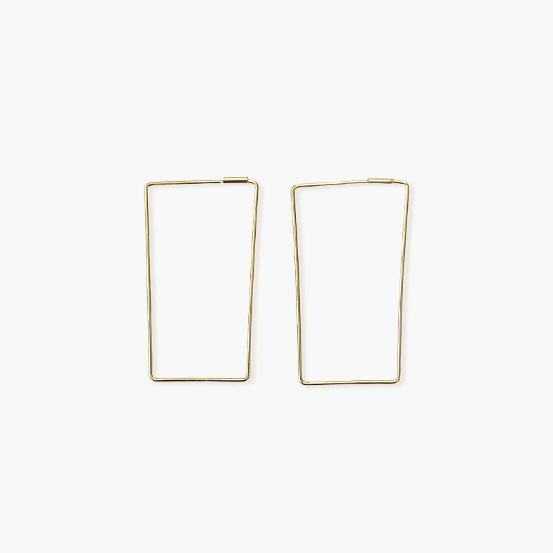 Sanctuary Project Wire Rectangle Hoop Earrings Gold
