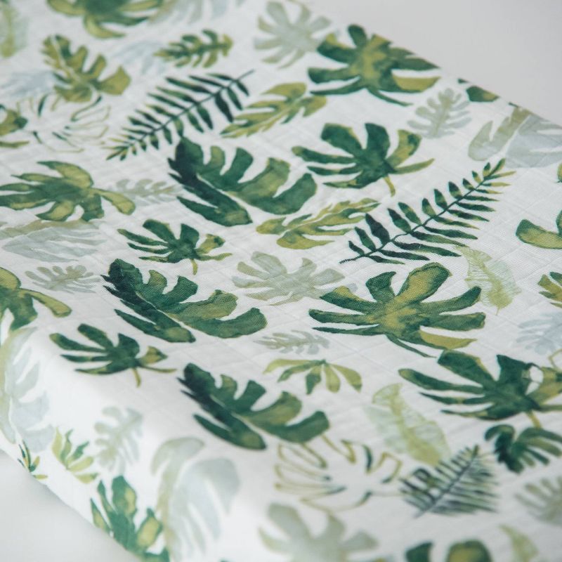 Little Unicorn Cotton Muslin Changing Pad Cover - Tropical Leaf