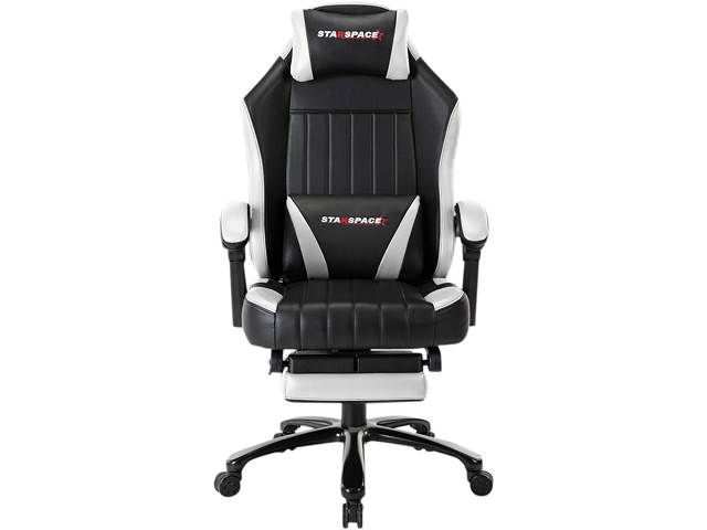 STARSPACE High Back 350lb Memory Foam Ergonomic Reclining Gaming Chair Metal Base - Adjustable Back Angle and Retractable Footrest Racing Executive Computer Desk Office Chair with Thick Padded Arms