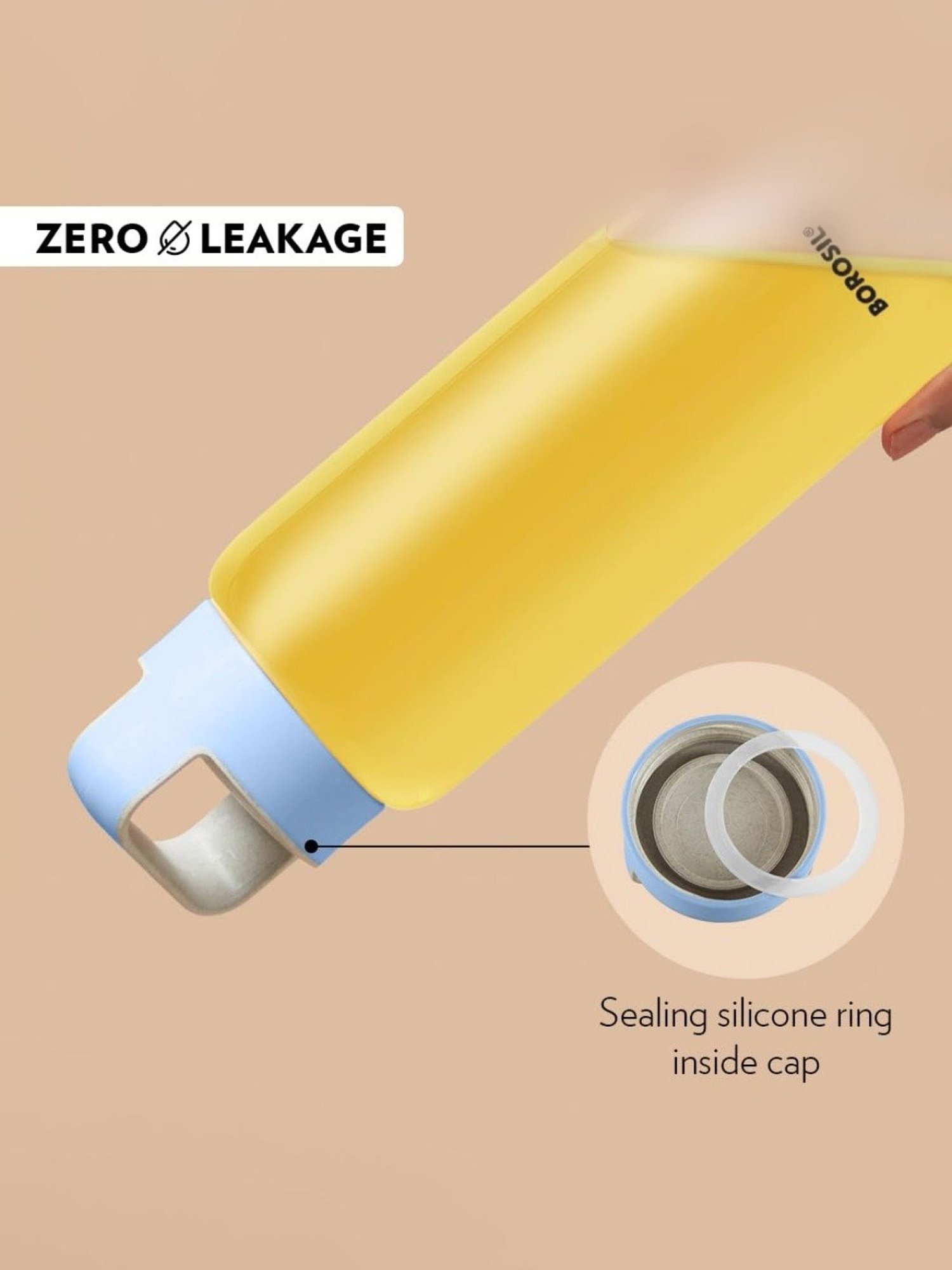 Borosil Water Bottle with Leakproof & Easy to Carry (Transparent, 750 ml)