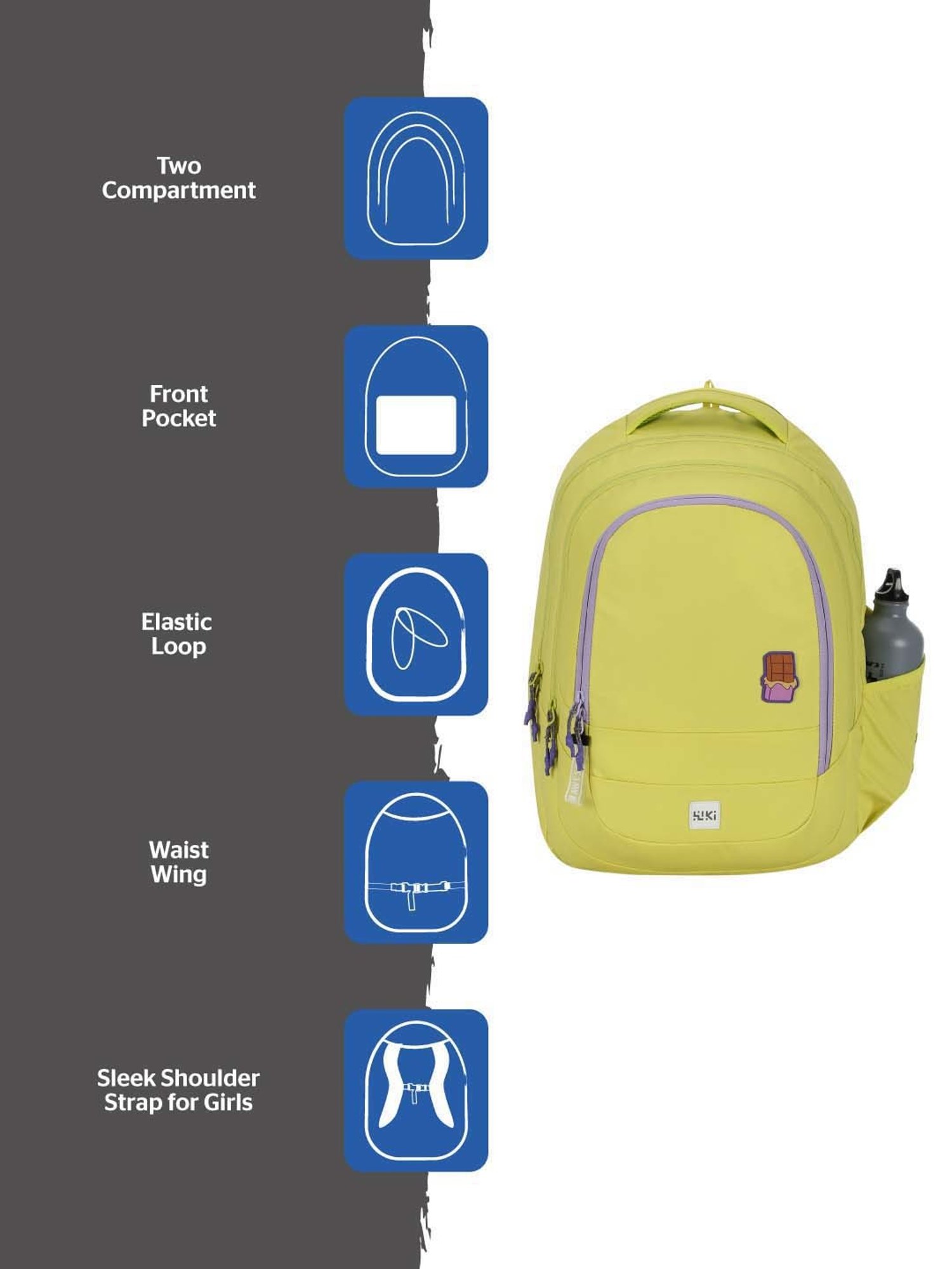 Wiki 27.5 Ltrs Green Medium Backpack