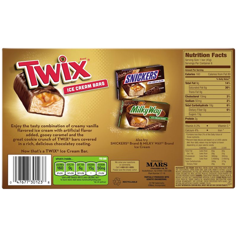 Twix Bar Ice Cream Bar - 6pk