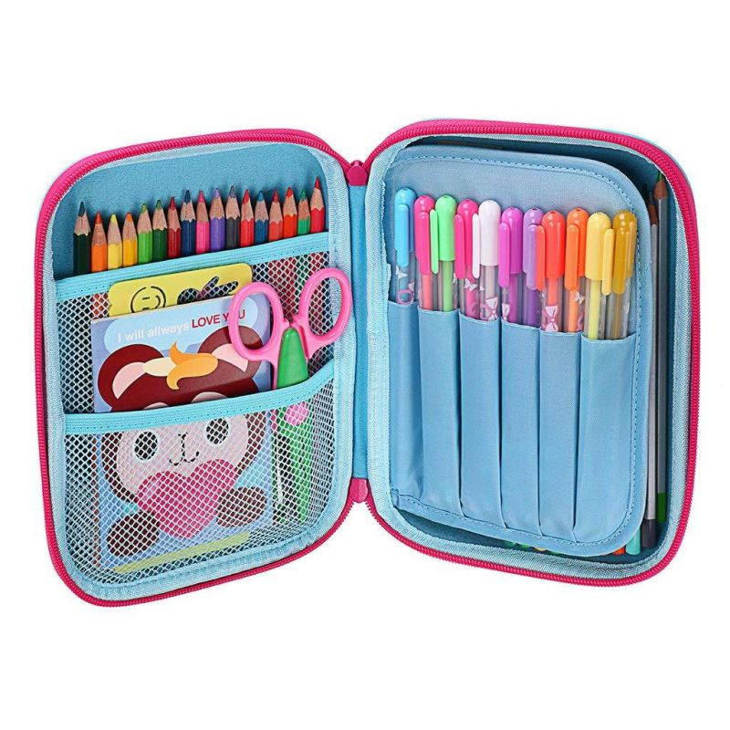 BTSKY Cute Unicorn Hard Shell Pencil Case- Large EVA Colored Pen Holder Box With Compartments Girls Cosmetic Pouch Bag Stationery Organizer(Blue)