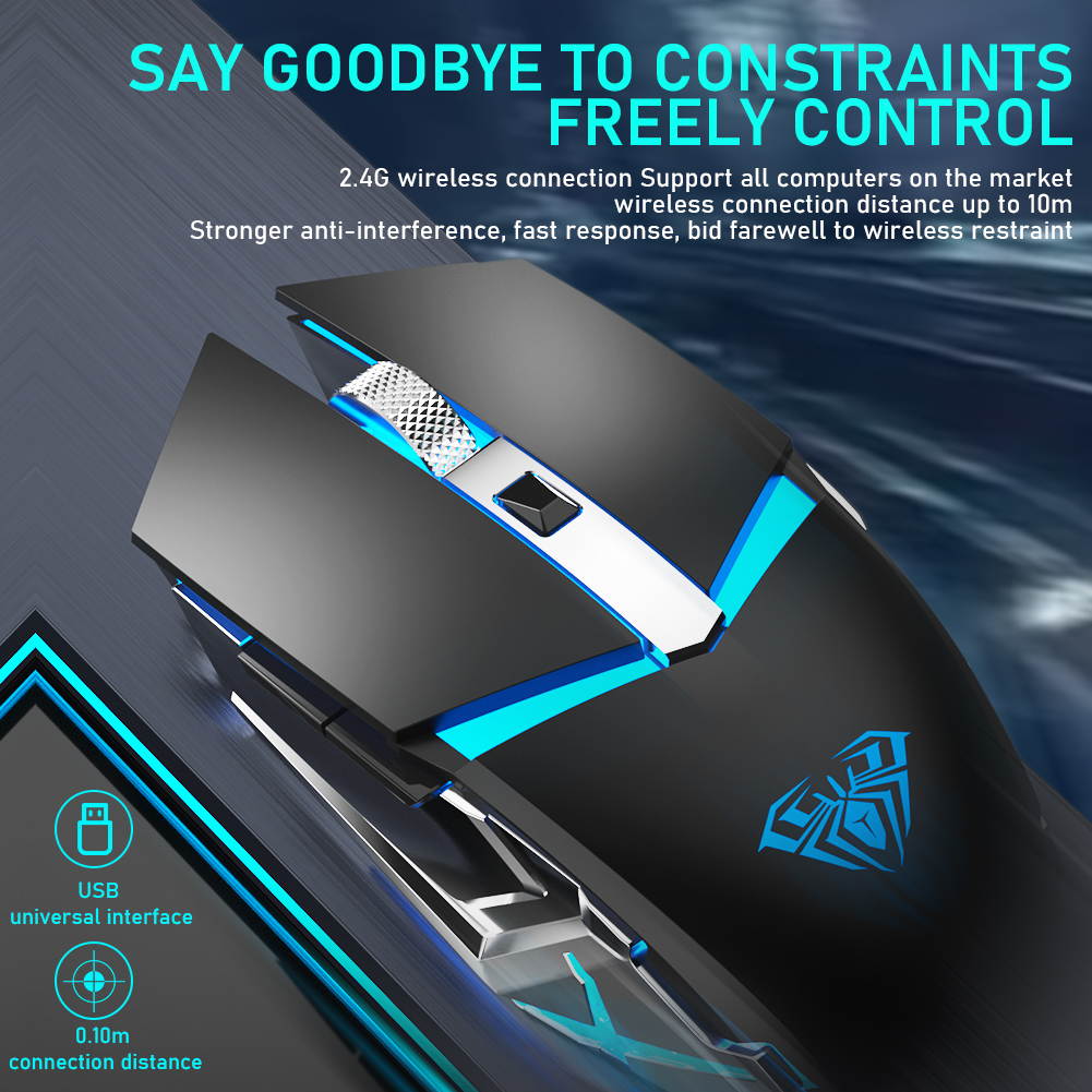 AULA SC400 Rechargeable 2.4G Wireless Gaming Mouse Cool Backlight and Greener charging design for laptop computer