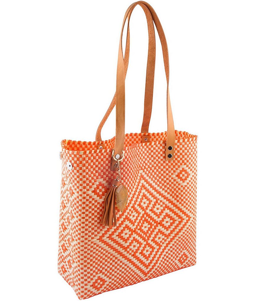 Barse Tote Bag with Genuine Stone and Tassel