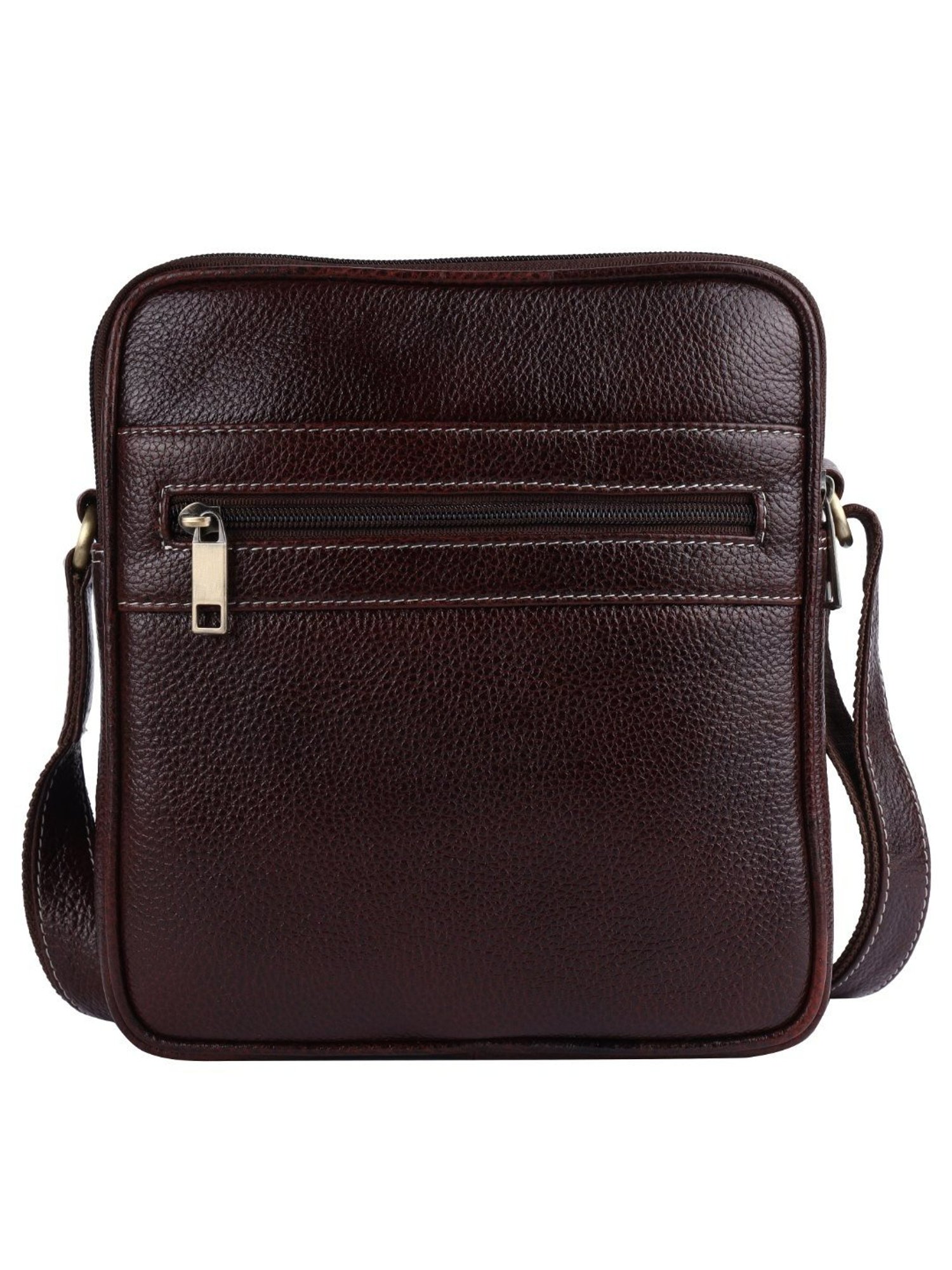 HiLEDER Brown Textured Medium Leather 8 inch Cross Body Bag