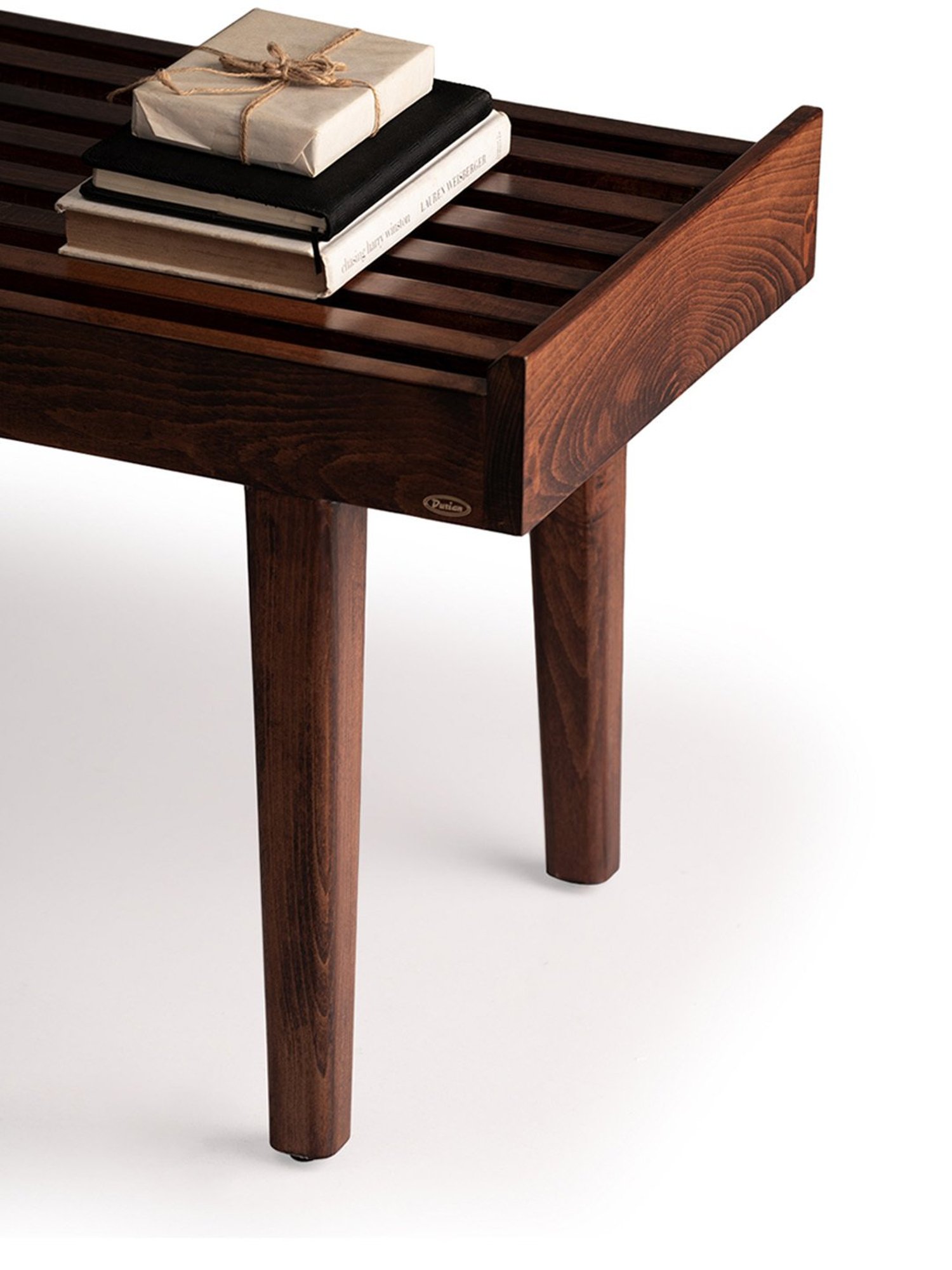 Durian Elmer Mid-Century Modern Dark Brown Solid Wood Bench