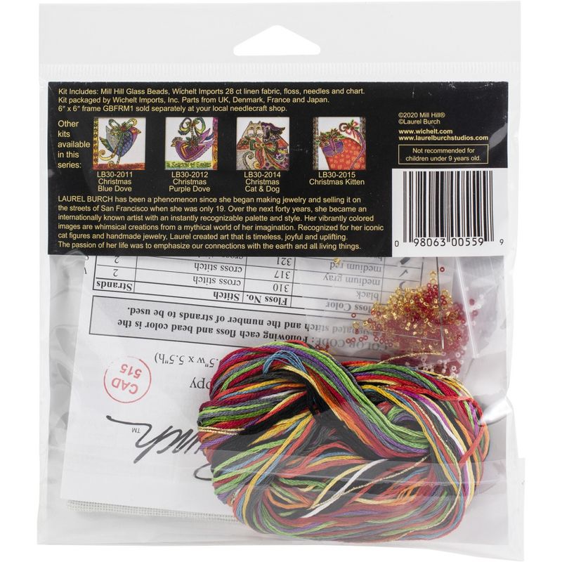 Mill Hill/Laurel Burch Counted Cross Stitch Kit 5.5"X5.5"-Christmas Puppy (28 Count)