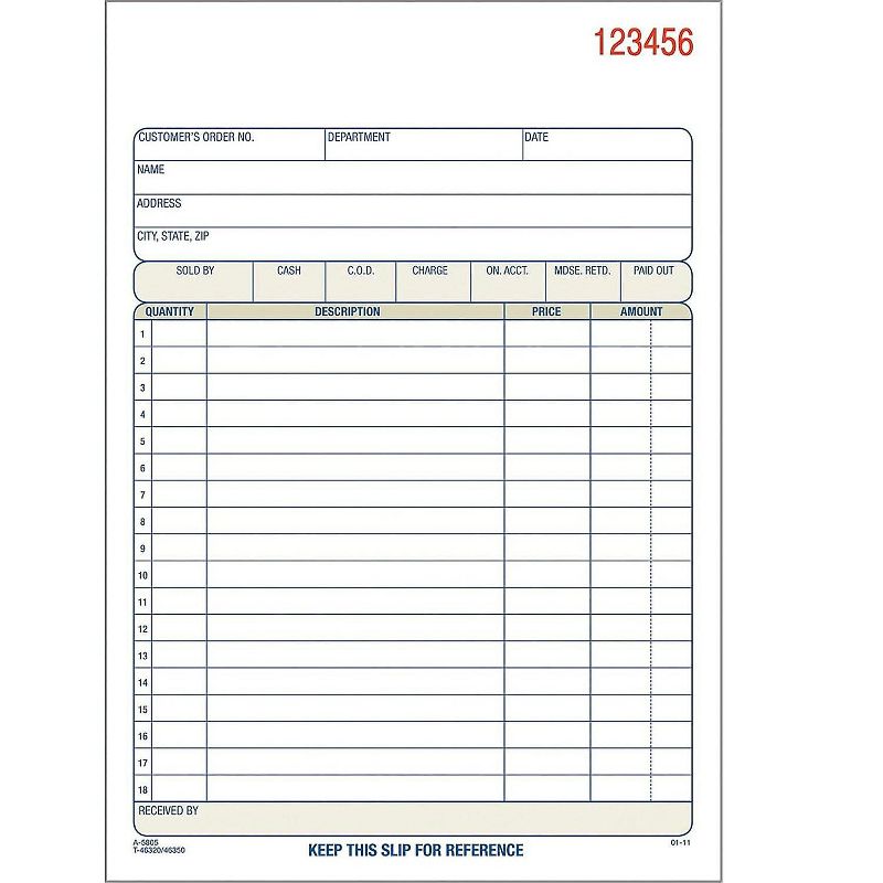 Adams Sales Orders Book 8.44"L x 5.56"W 50 Sets/Book TC5805-10