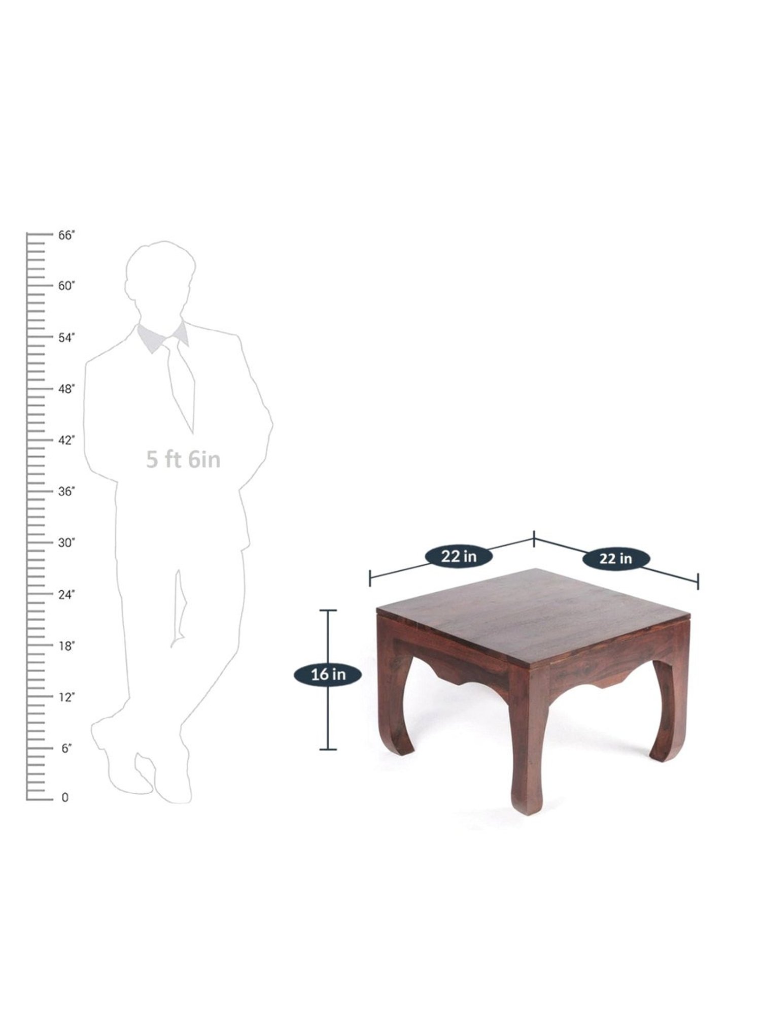 Ikiriya Lyon Solid Dark Brown Wood Coffee Table Dark Walnut Finish