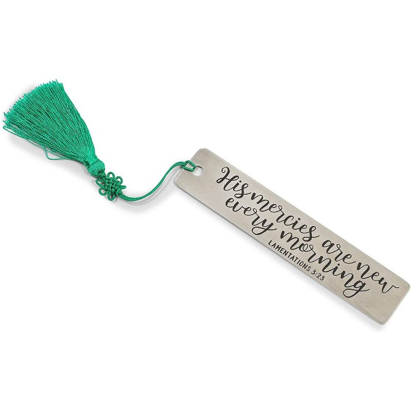 Faithful Finds 2-Pack Silver Stainless Steel Metal Religious Scripture Bible Bookmark with Tassel, 4.85 x 1 in
