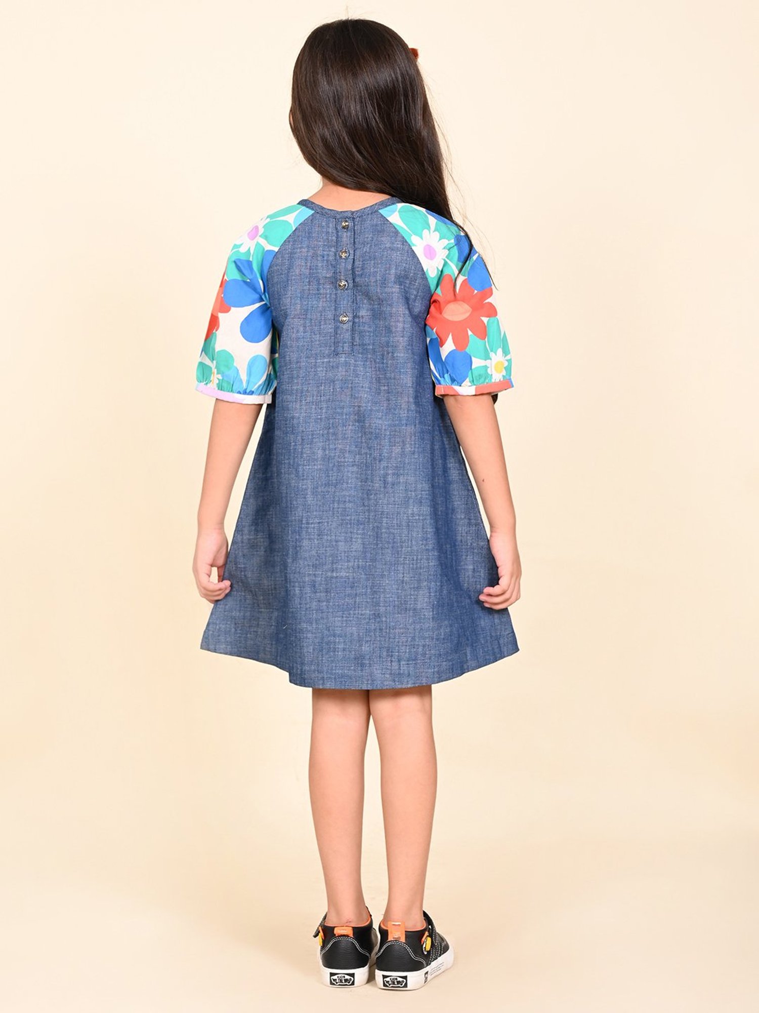 LilPicks Kids Blue Printed A Line Dress
