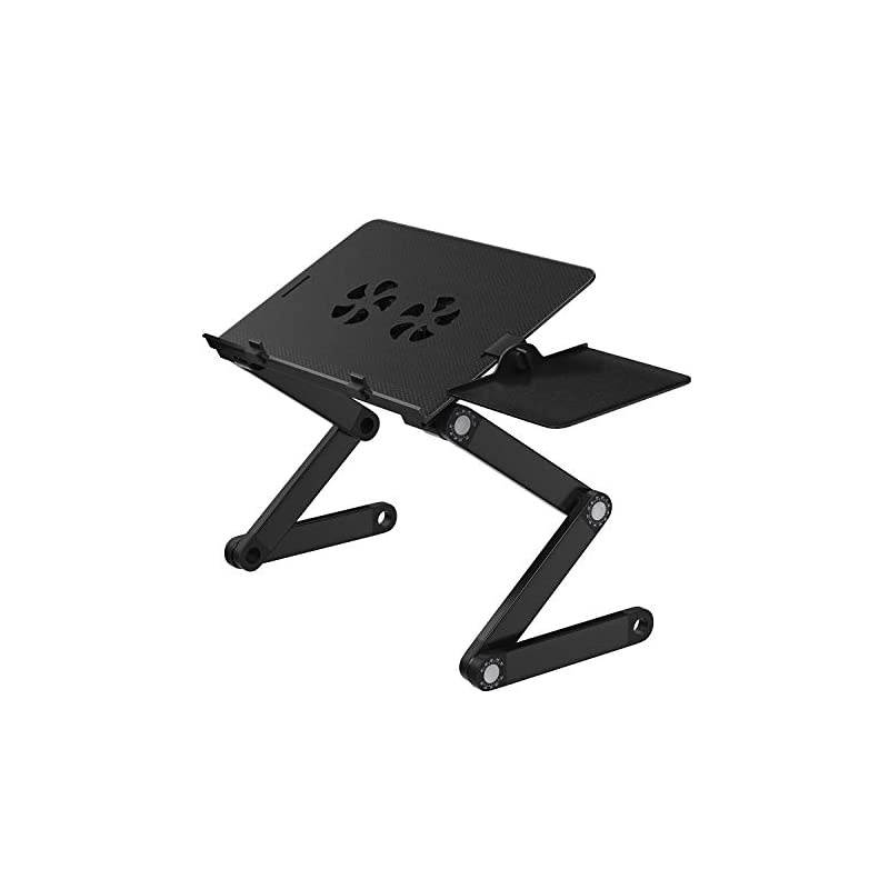 Adjustable Laptop Stand Portable Laptop Table Stand with 2 CPU Cooling FansDetachable Mouse Pad Ergonomic Lap Desk TV Bed Tray Standing Desk