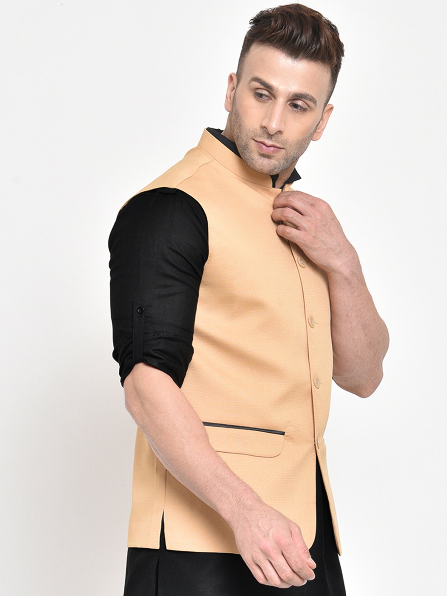 Hangup Plus Khaki Regular Fit Nehru Jacket