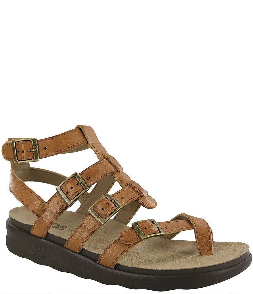 SAS Aria Leather Toe Post Gladiator Wedge Sandals