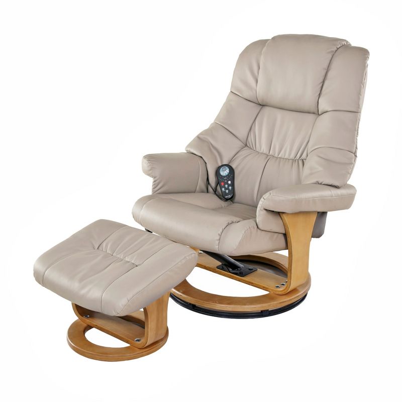 Plush 8 motor massage Leisure Recliner with Ottoman Beige - Relaxzen