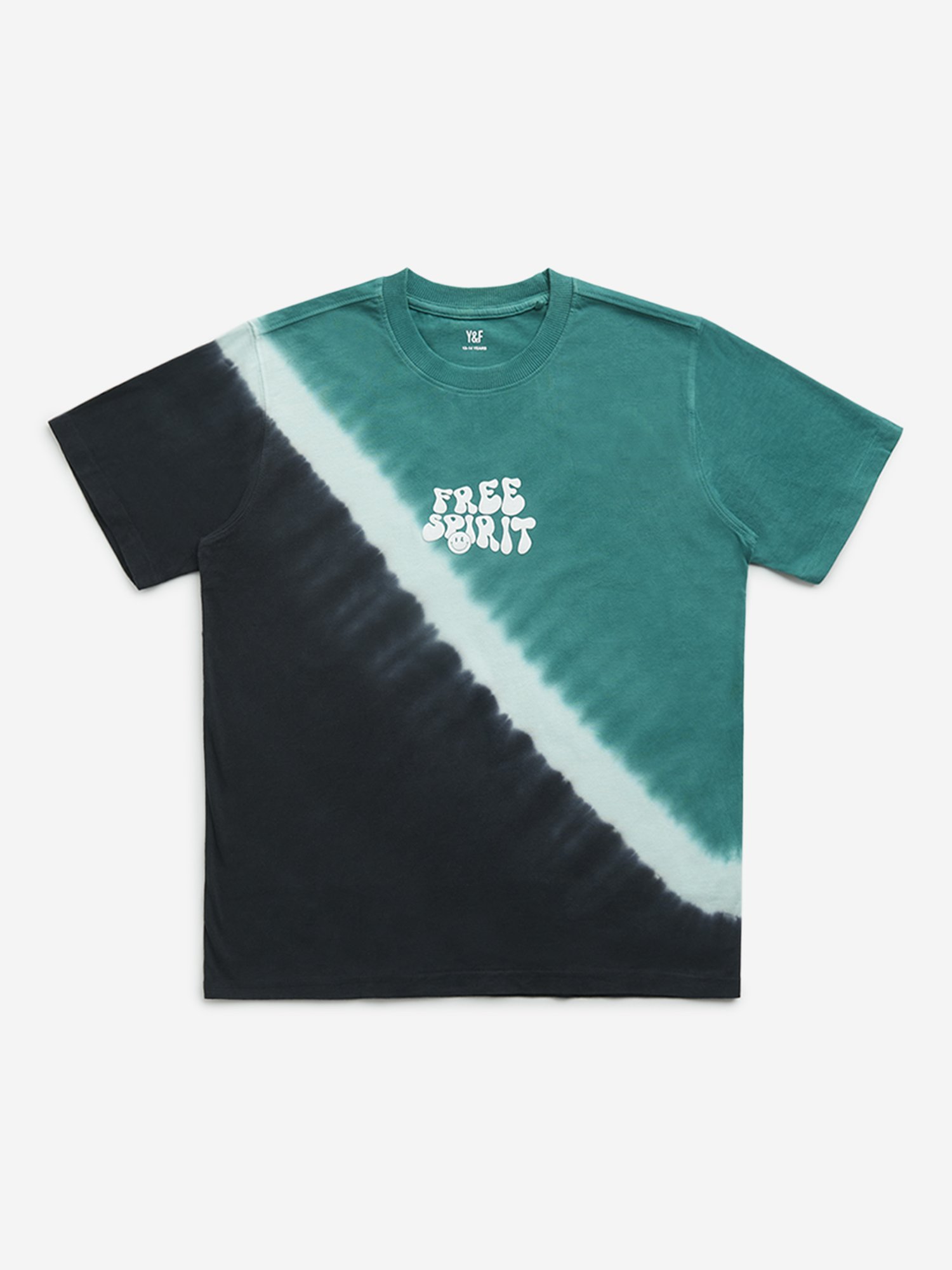 Y&F Kids by Westside Teal & Black Tie-Dye Cotton T-Shirt