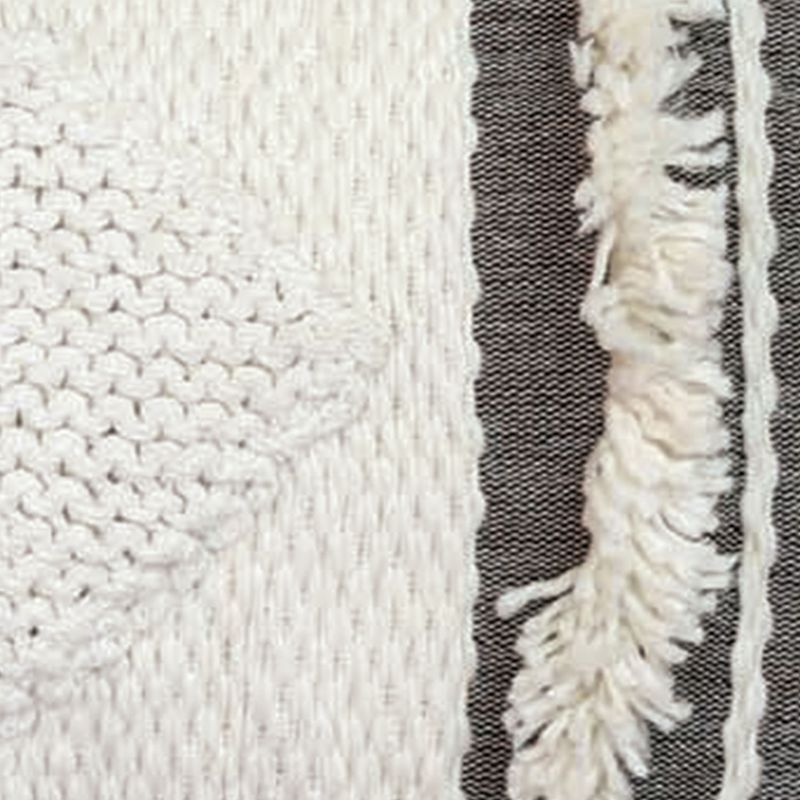 White and Gray 14 x 22 inch Decorative Cotton Throw Pillow Cover with Insert and Hand Tied Fringe - Foreside Home & Garden