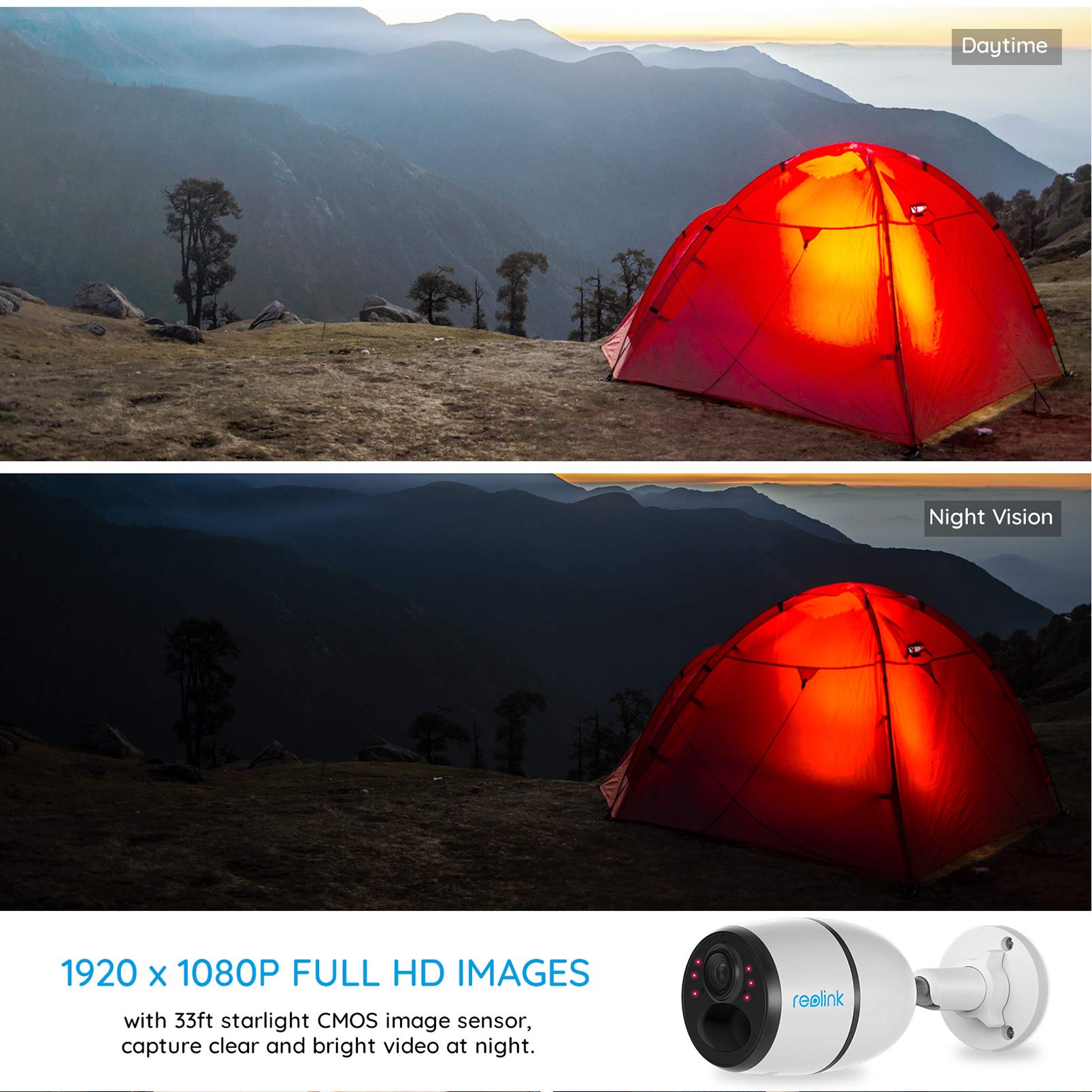 3G/4G LTE Outdoor Battery/Solar Powered Celluar Security Camera, 1080P HD Wire-free Camera w/SD Socket and Cloud, Color Night Vision, 2-Way Audio, PIR Motion Sensor, Reolink Go+Black Solar Panel