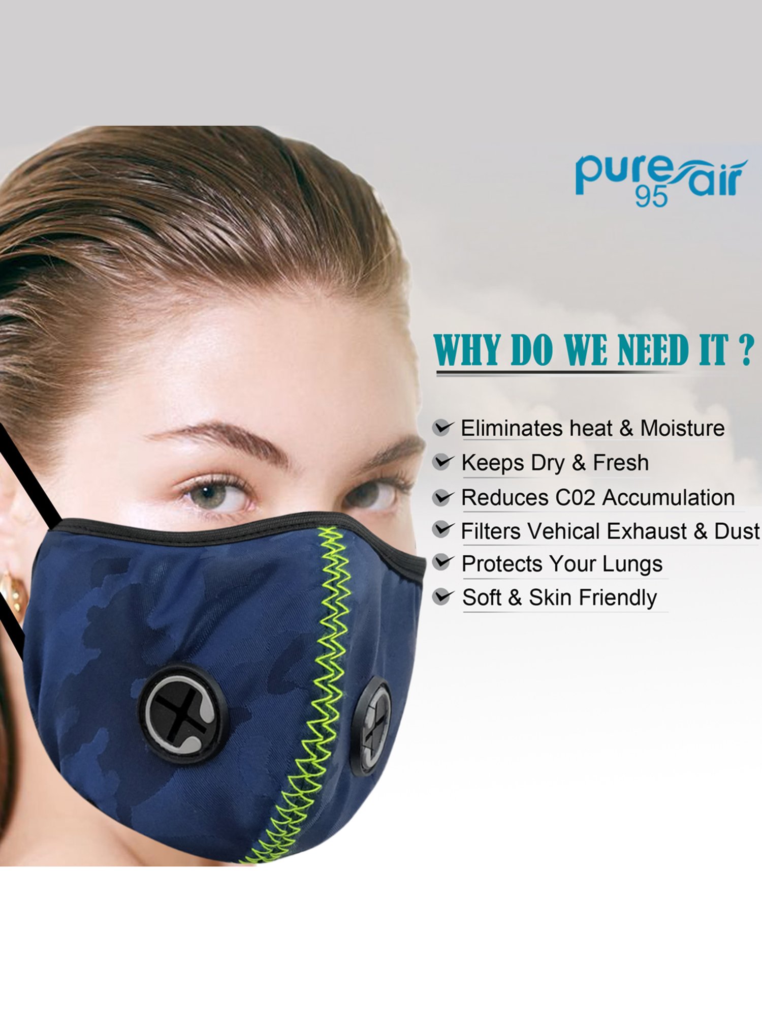 Lion crown Reusable 5 Layered N95 Face Masks - Pack of 5