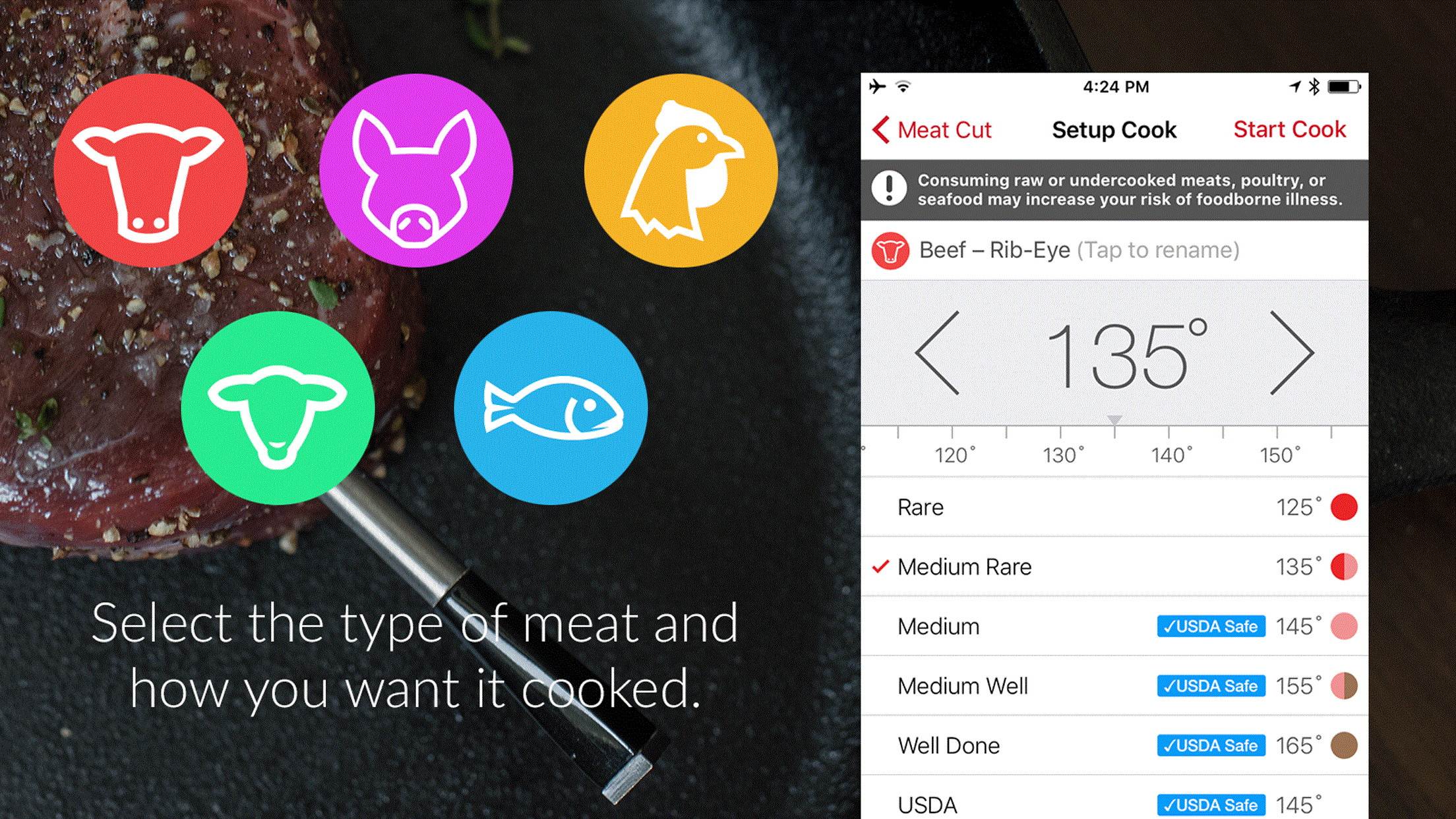 MEATER Bluetooth Smart Wireless Meat Thermometer with Internal and Ambient Sensors for Consistent Results - Amazon Alexa compatible