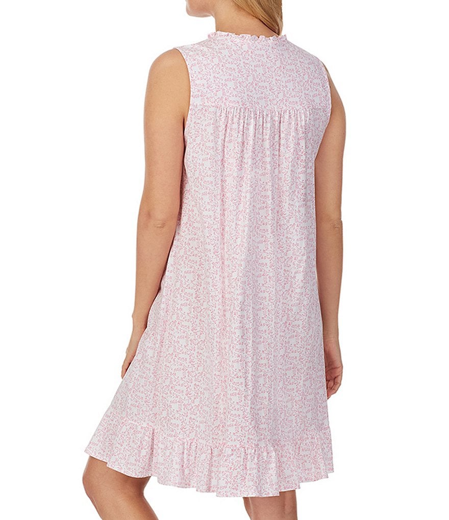 Eileen West Scroll Floral Print Jersey Knit Sleeveless Nightgown