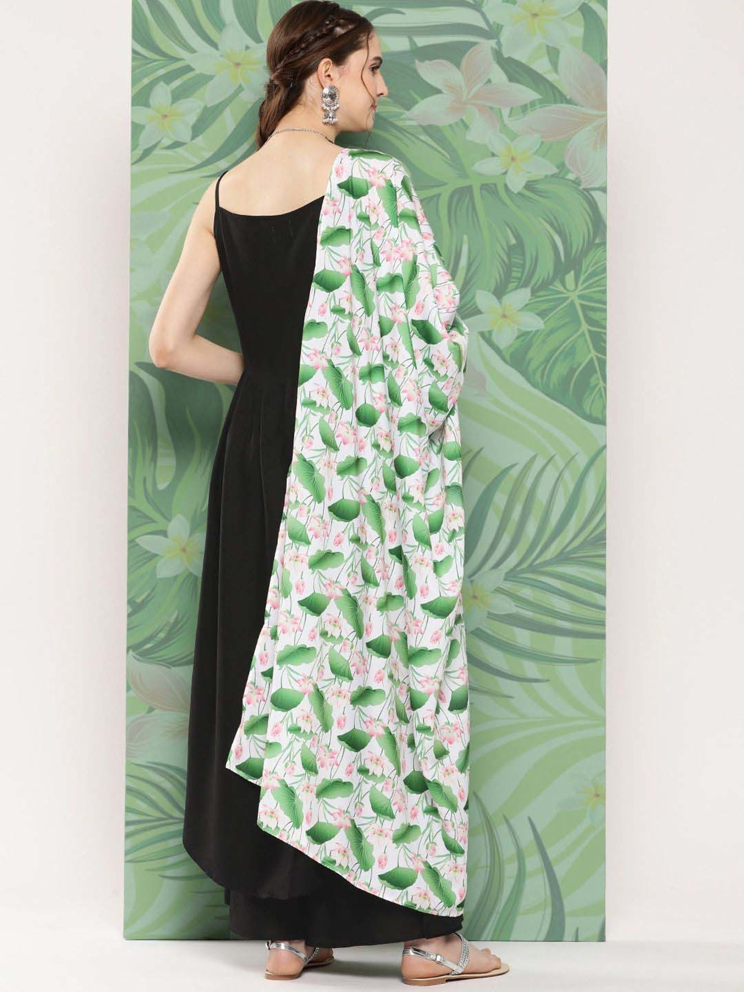 Inweave Black & White Kurta & Palazzo Set with Dupatta