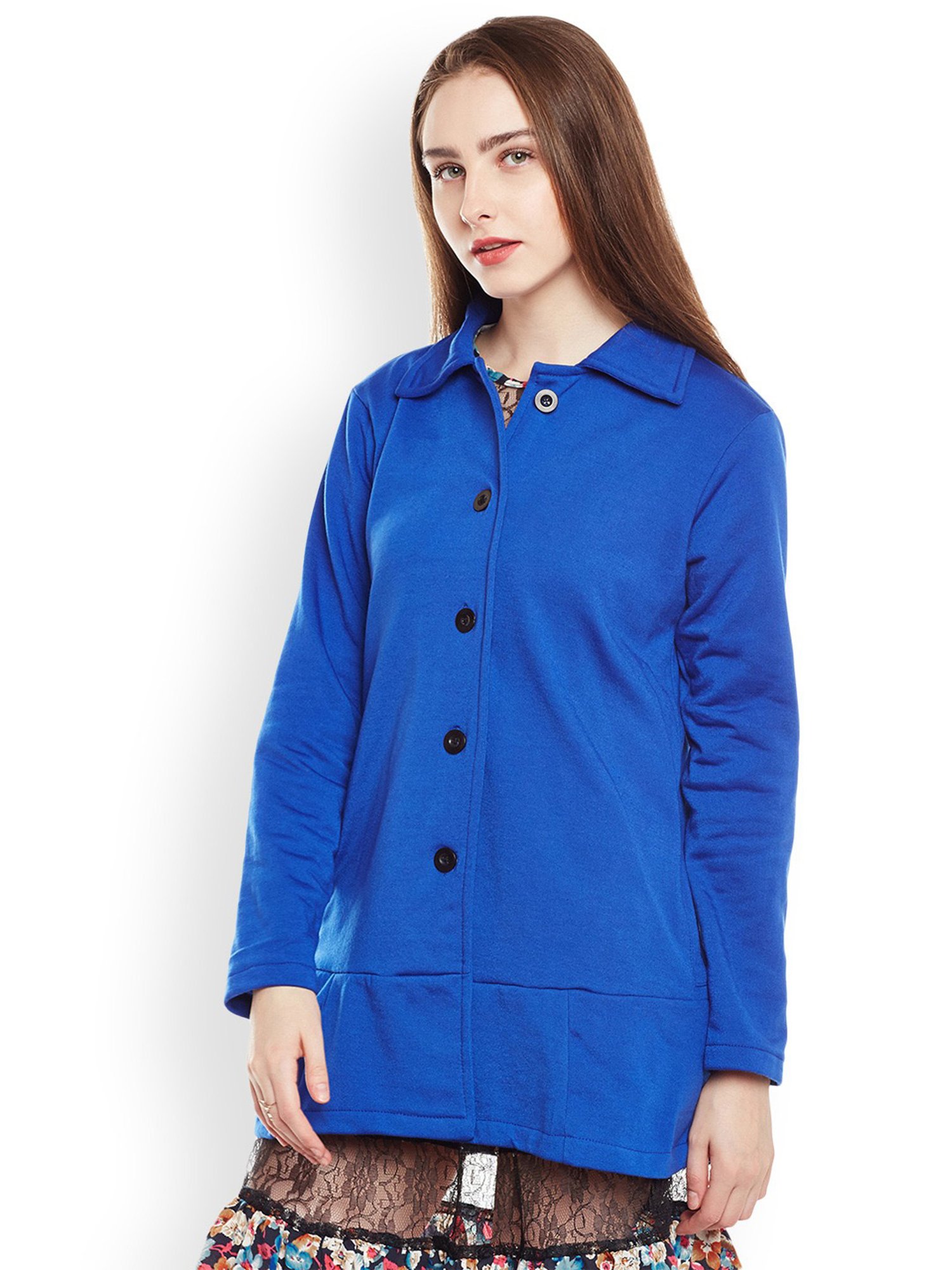 Belle Fille Royal Blue Regular Fit Coat