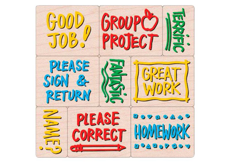 Hero Arts Rubber Woodblock Stamp Set, 2-1/2 X 1-1/4 in, Notes from the Teacher, set of 9