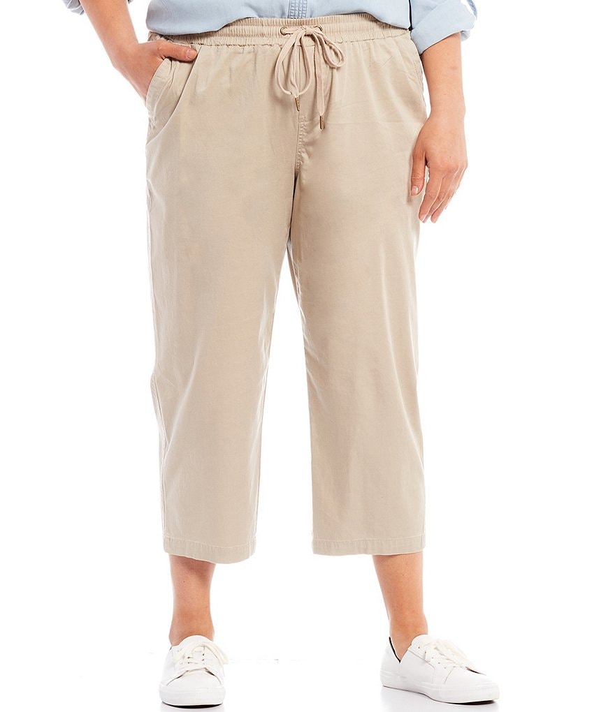 Intro Plus Size Relaxed Leg Drawstring Cropped Pants