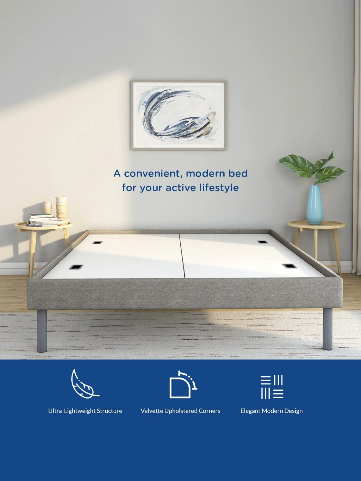 Doctor Dreams by Nilkamal Grey Wood Queen Velvette Bed