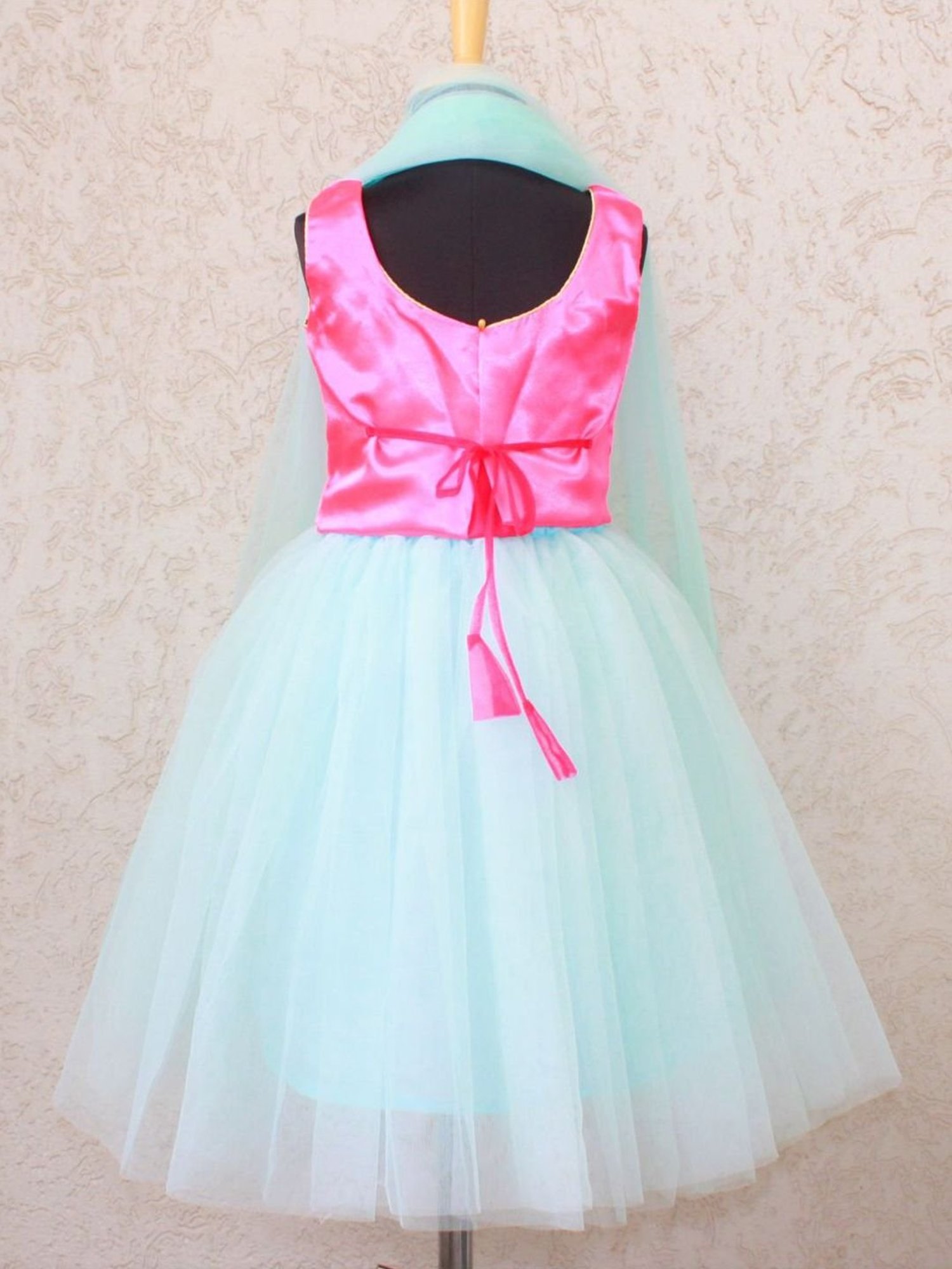 Many Frocks Kids Pink & Blue Embellished Lehenga Choli