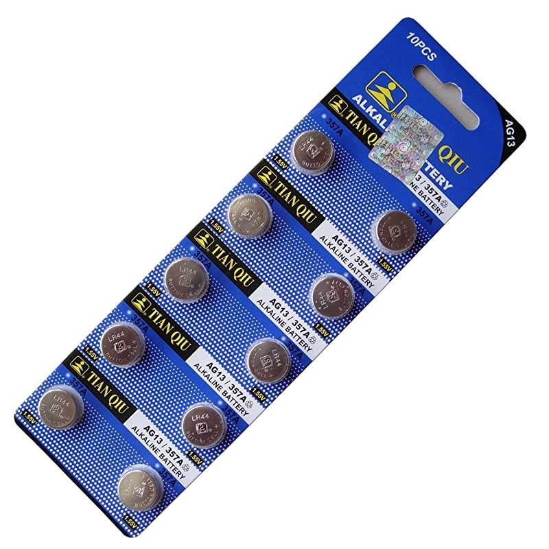 TIANQIU 10PCS Ag13 Lr44 357 Sr44Sw Alkaline Battery FBA