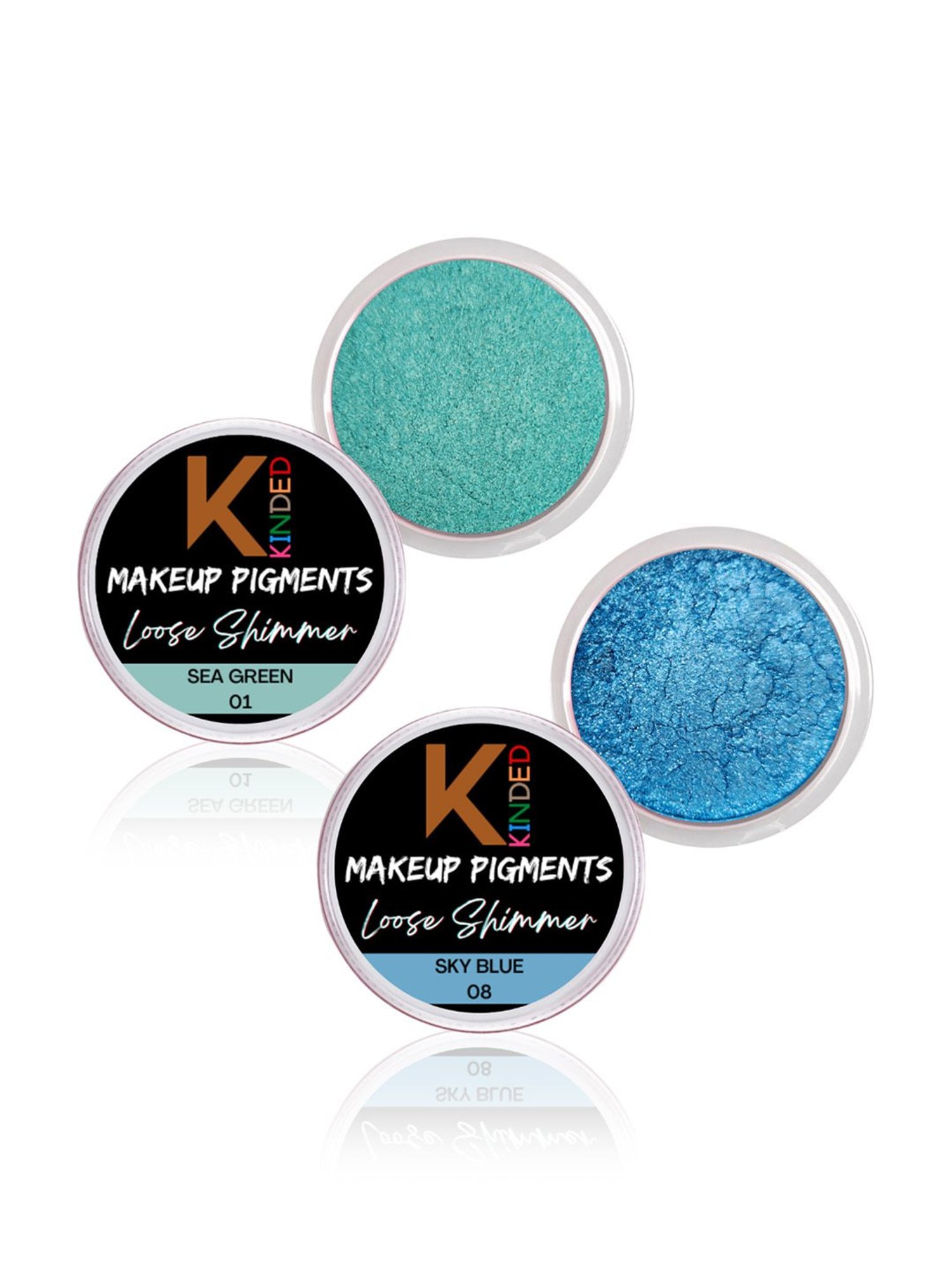 KINDED Makeup Pigments Loose Shimmer Powder Eyeshadow 01 Sea Green & 08 Sky Blue Combo