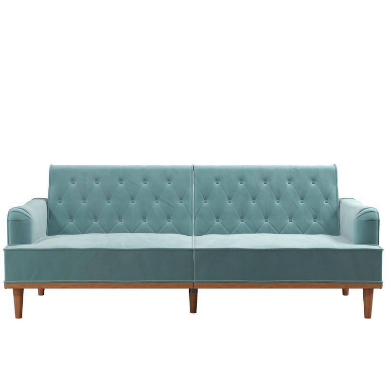 Stella Vintage Convertible Sofa Bed Futon Teal Velvet - Mr. Kate