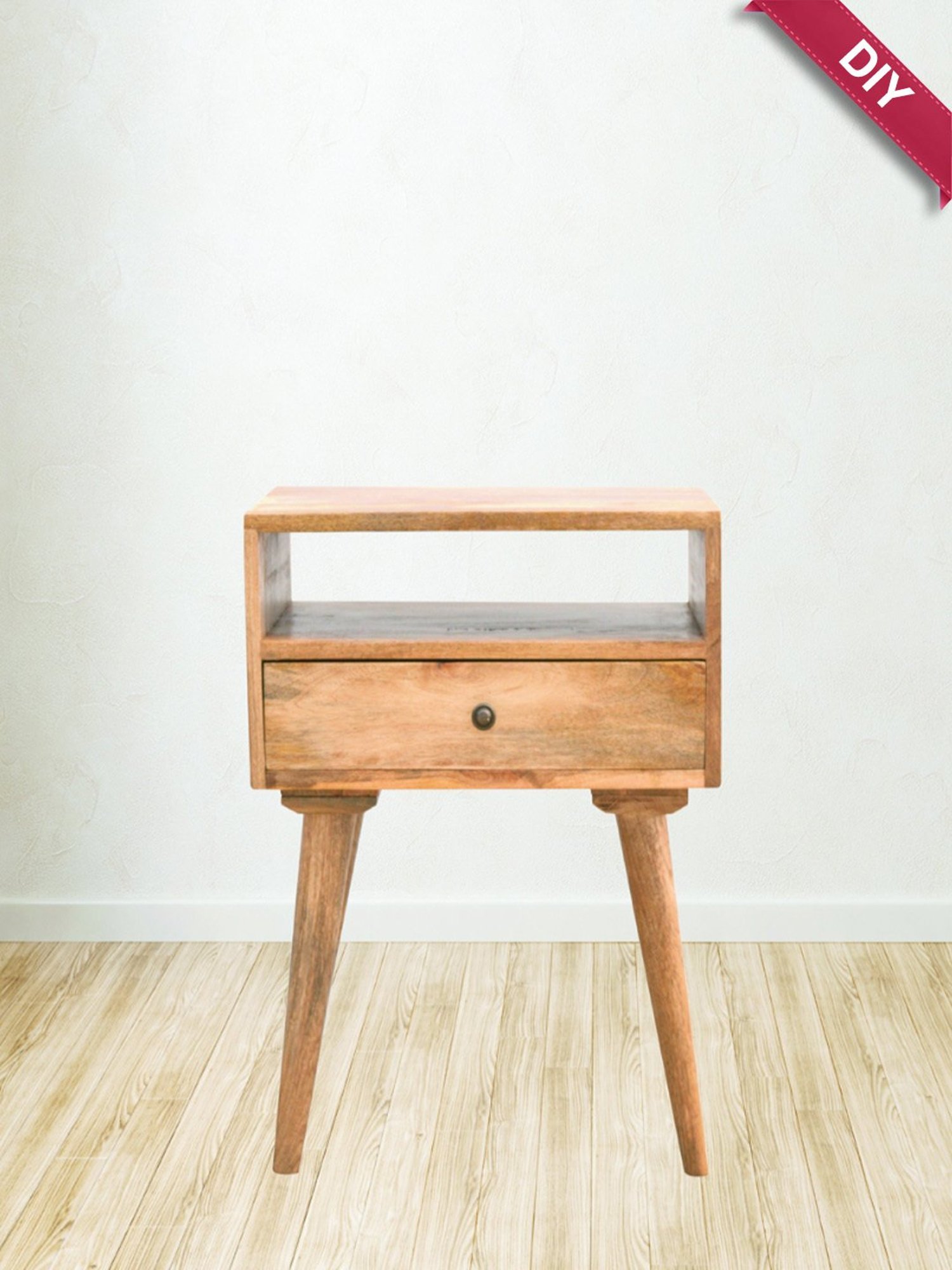 Artisan Furniture Solid Brown Mango Wood Open Slot Side Table