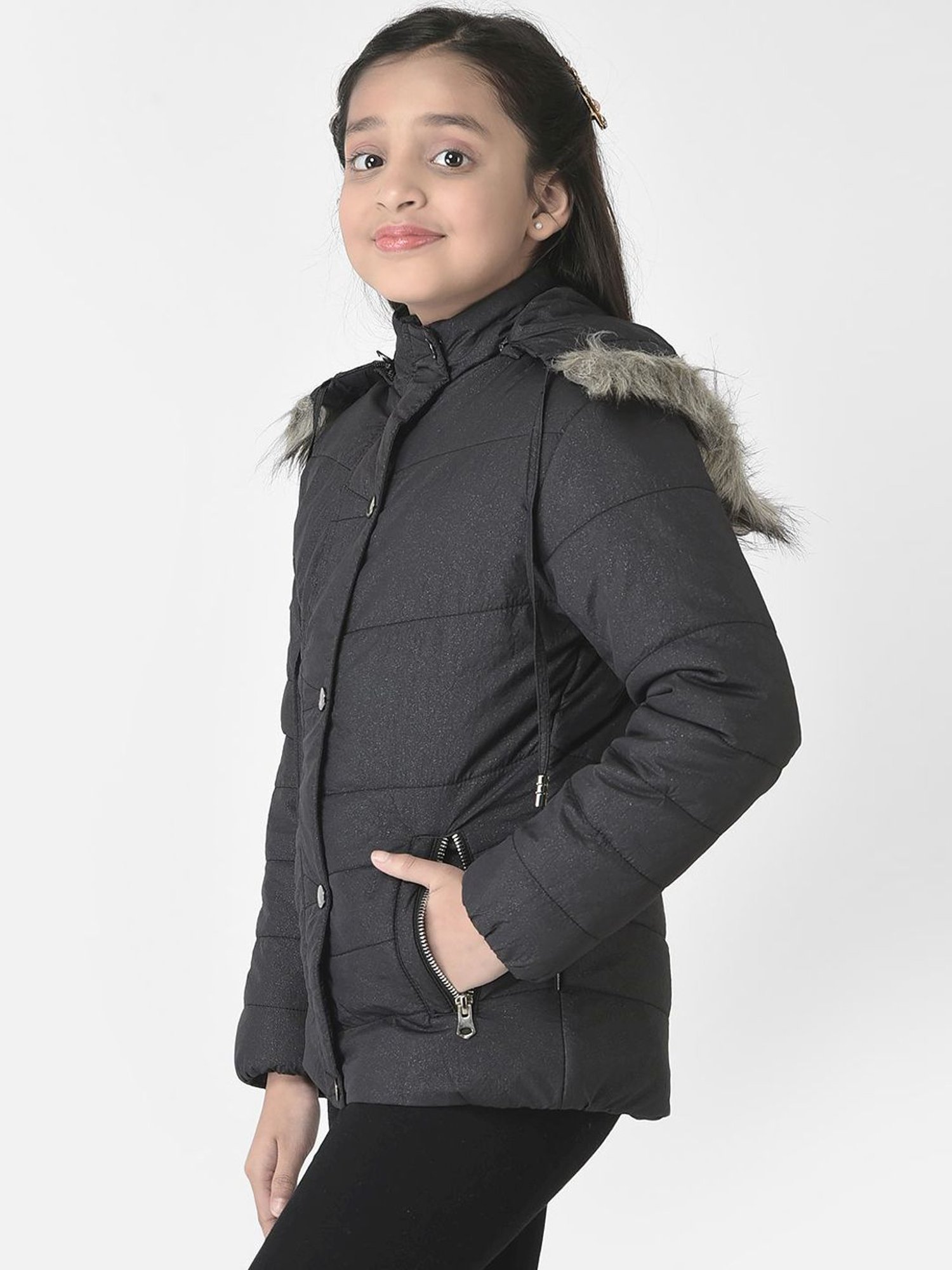Elle Kids Black Self Pattern Jacket