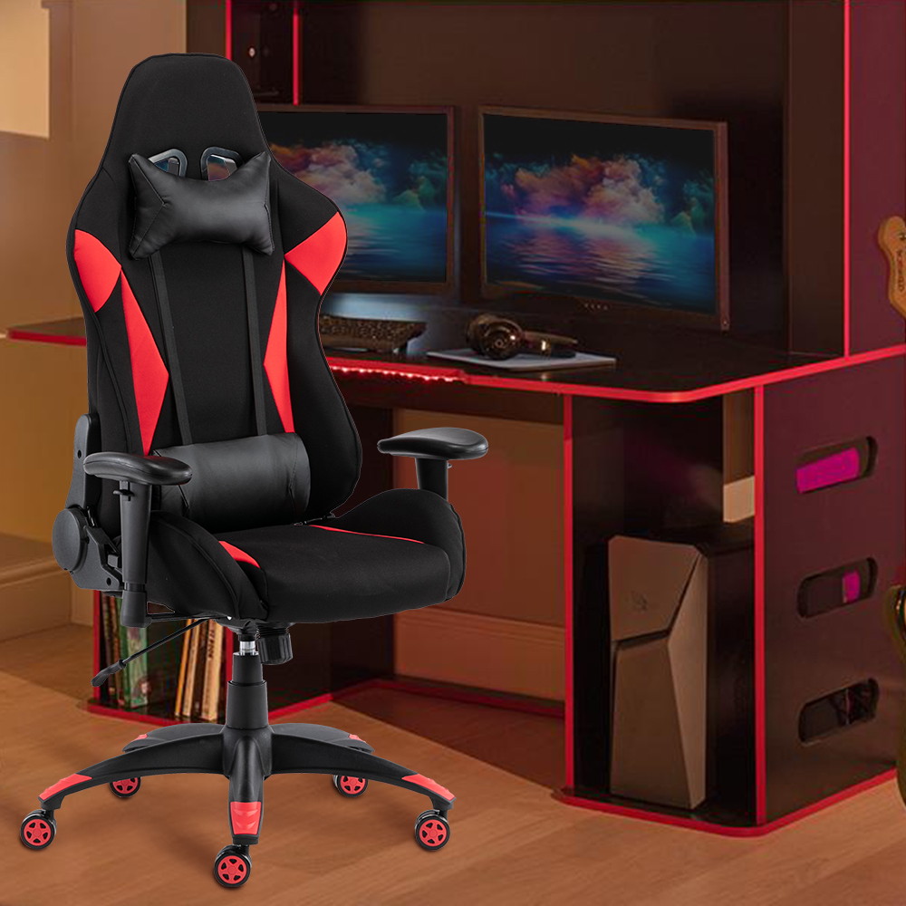 Gaming Chair, High Back Computer Chair Tilt Back Adjustable Armrest Height with Lumbar Support Headrest