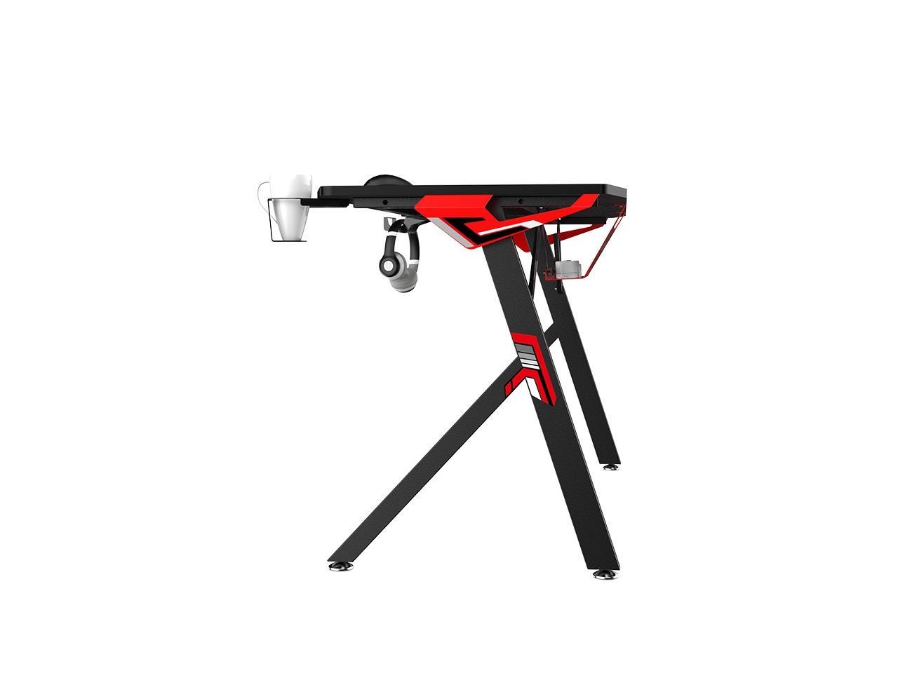 55" Gaming Desk E-Sports Computer Desk Table with Large Size Ergonomic Surface and K-Shaped Heavy Duty Construction for Home or Office, Computer Workstation