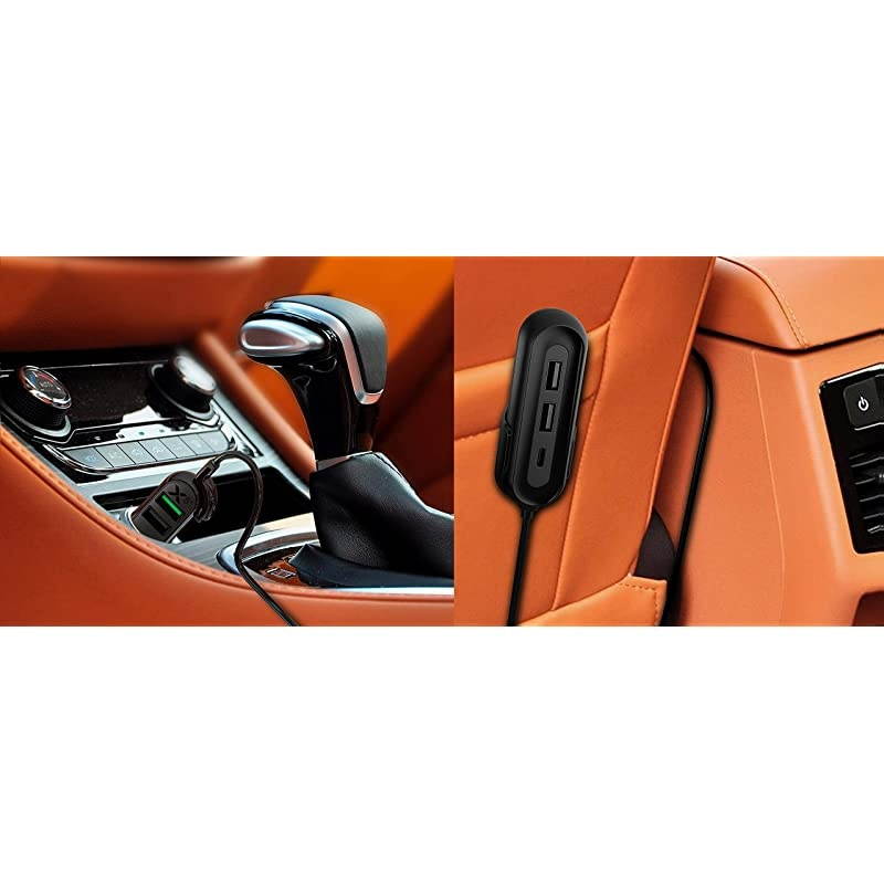 RXX5USBBOBPL X5 Plus Car Charger 5 USB Ports QC 30Type CBlack on Black