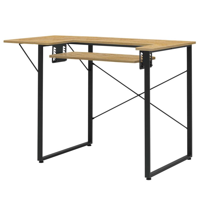 Sew Ready 13406 Dart Wood/Metal Multipurpose Sewing Machine Table Workstation Desk w/ Folding Top for Crafts, Sewing, Laptops, Charcoal Black/Ashwood