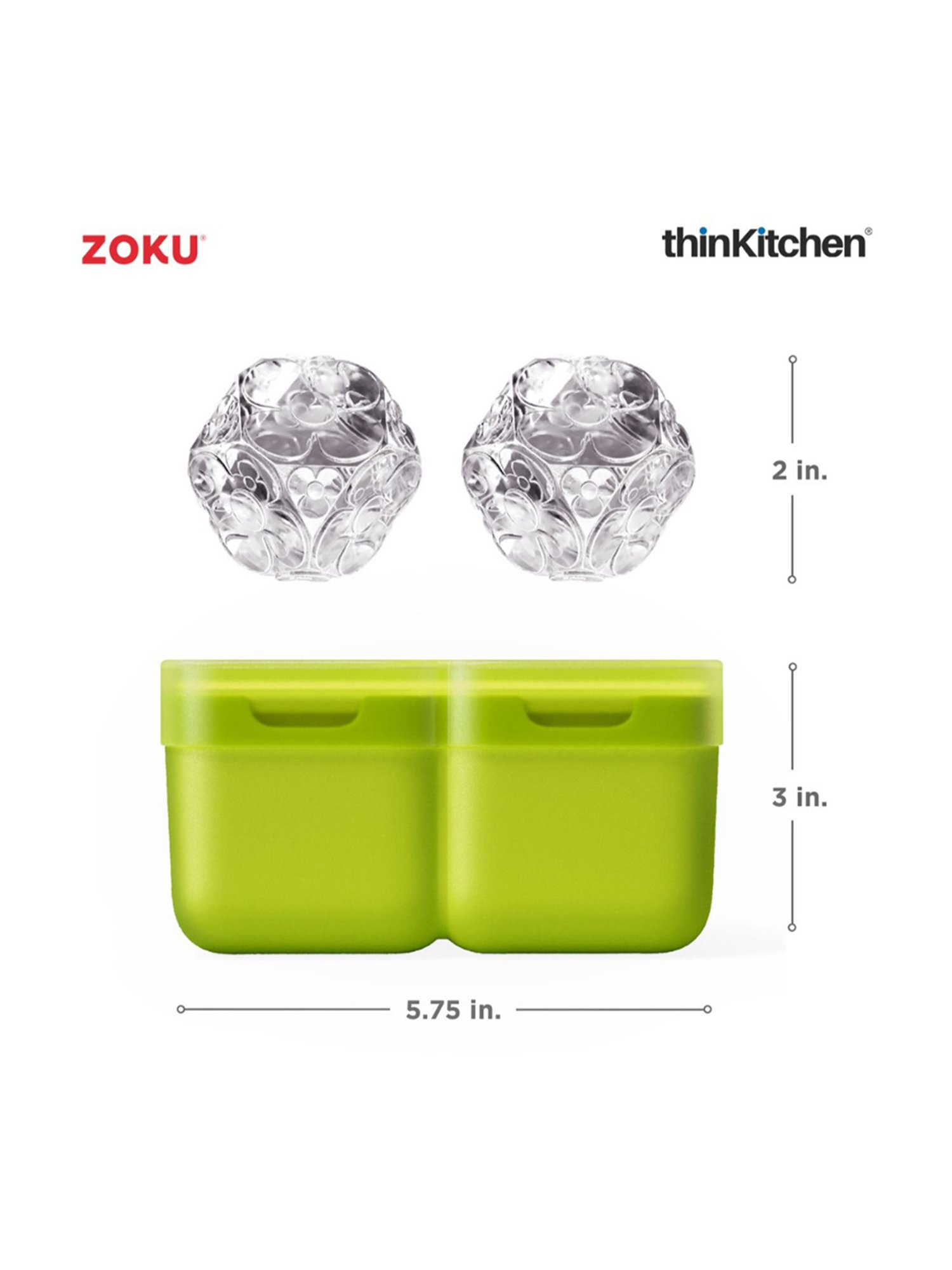 ZOKU Green Silicone Unique Ice Molds with Lid