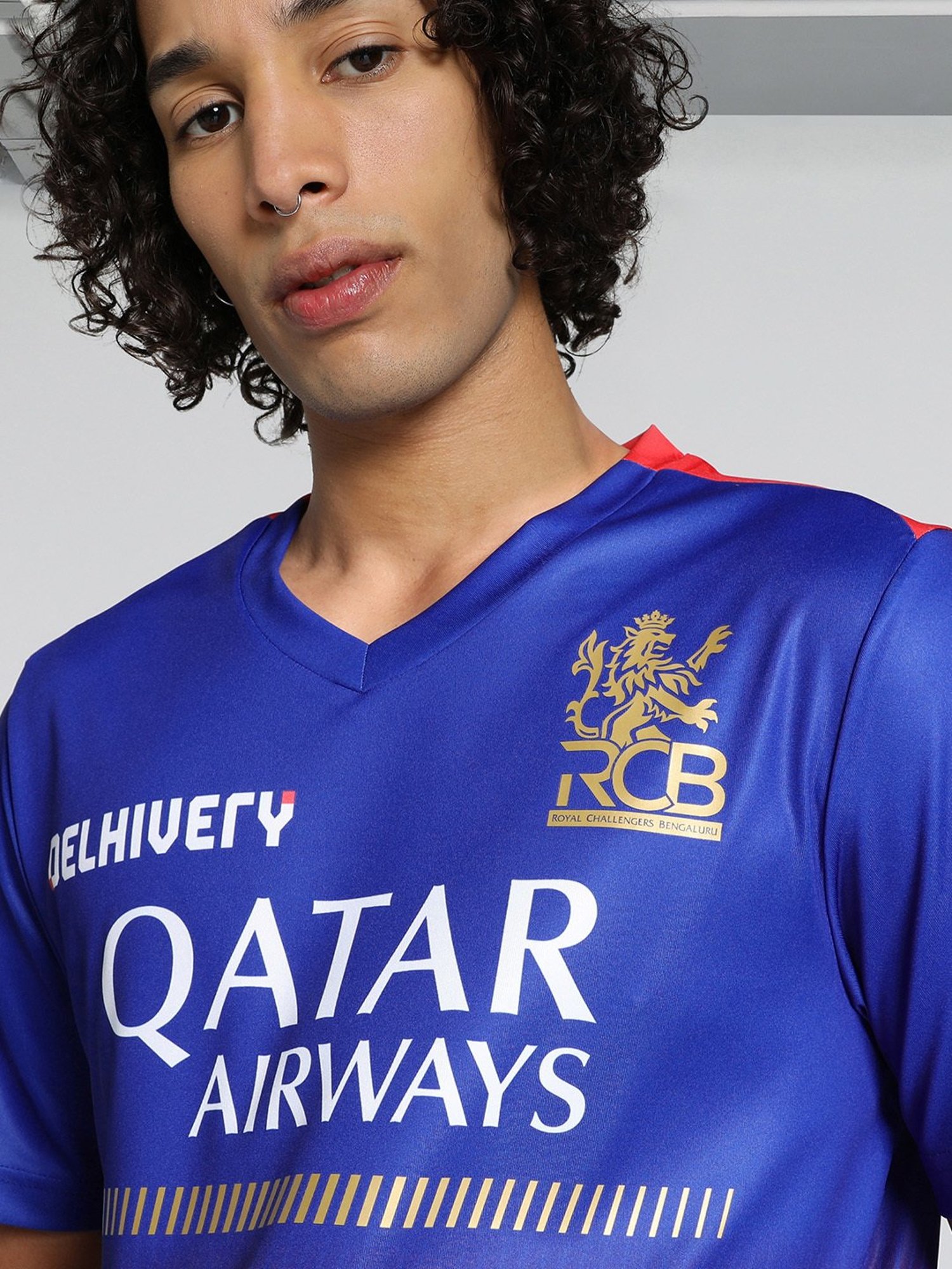 Puma Teamsport x RCB 2024 Blue & Red Regular Fit Printed Replica Jersey